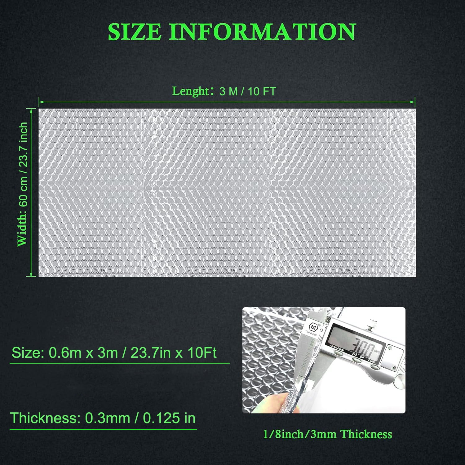 Dinosam Double Reflective Insulation Roll (Silver, 23.7 in x 10 ft) fto24
