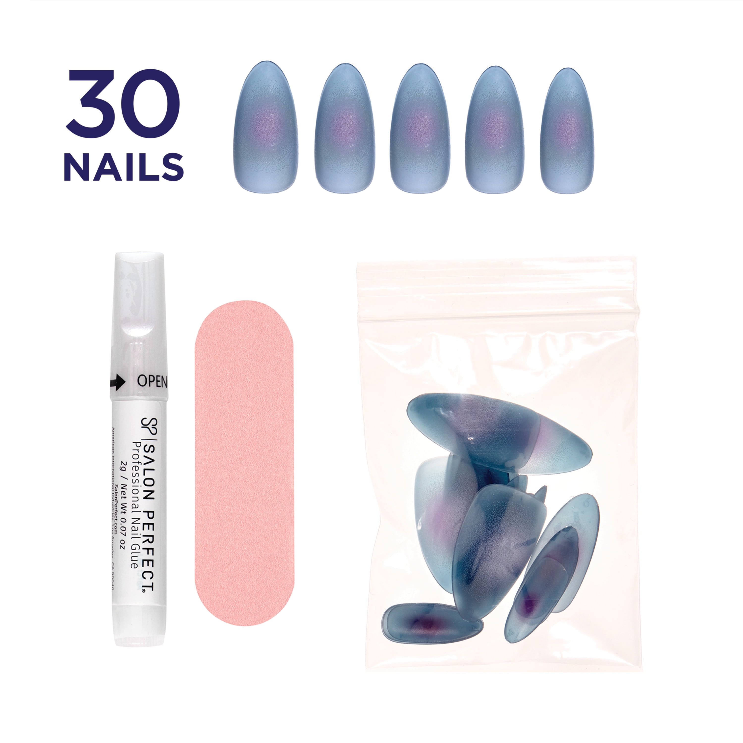 Salon Perfect Artificial Press-on Nails, Aura Jelly Blue Purple (30 Count) nige0