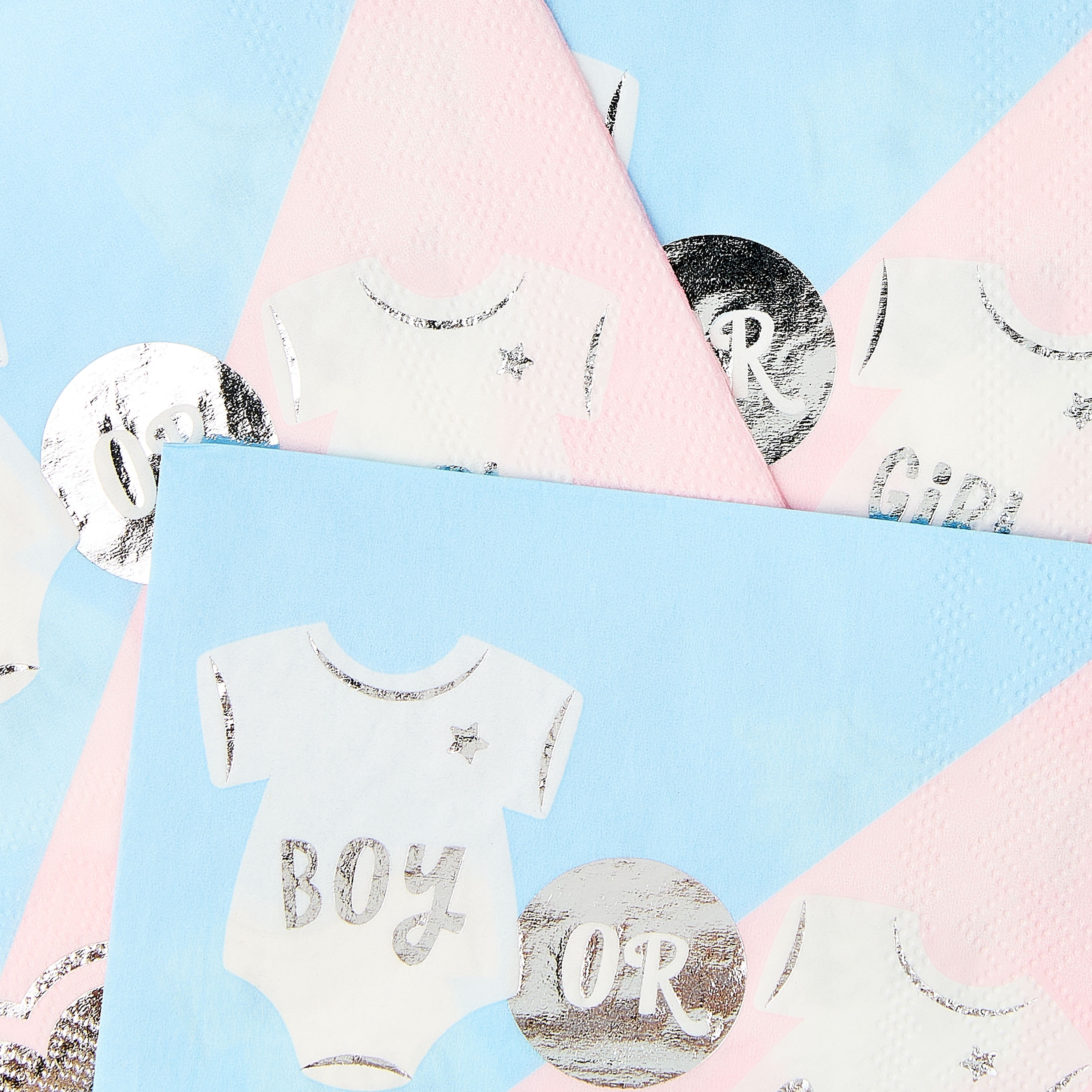 Way To Celebrate Gender Reveal Paper Napkins, Decorative Party Supplies (Pink and Blue, 16 Count, 6.5 in x 6.5 in) x8m36