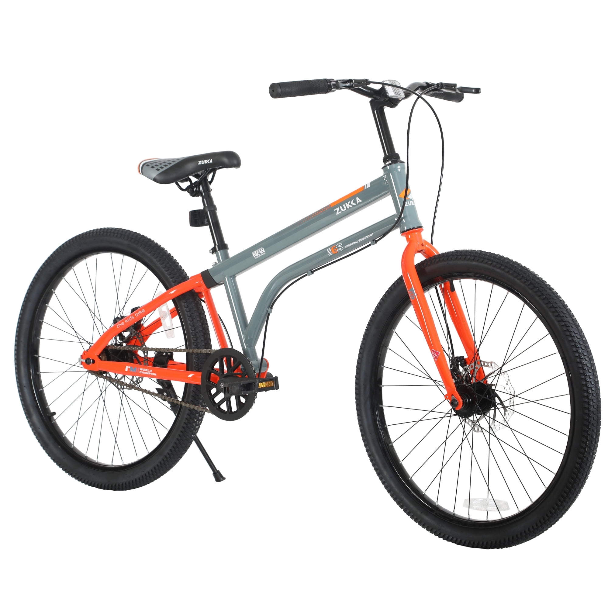 MEGHNA 24 in Mountain Bike Single Speed MTB with Dual Disc Brakes and Carbon Steel Frame (Gray, 24 in) 7rp7v