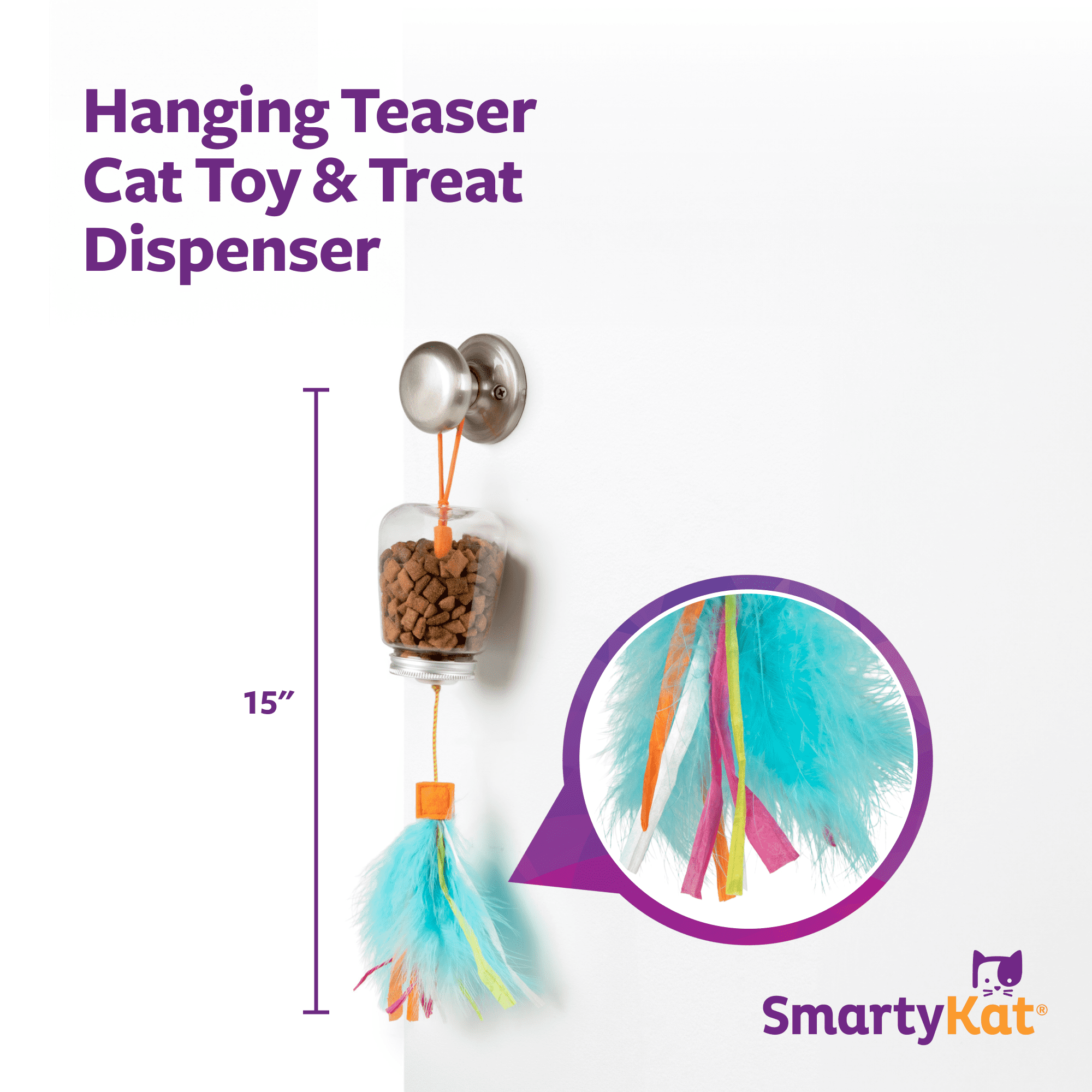 SmartyKat Treat Teaser Interactive Cat Toy for Prey Play and Treat Dispensing (Multi-Color, Medium) smh8h