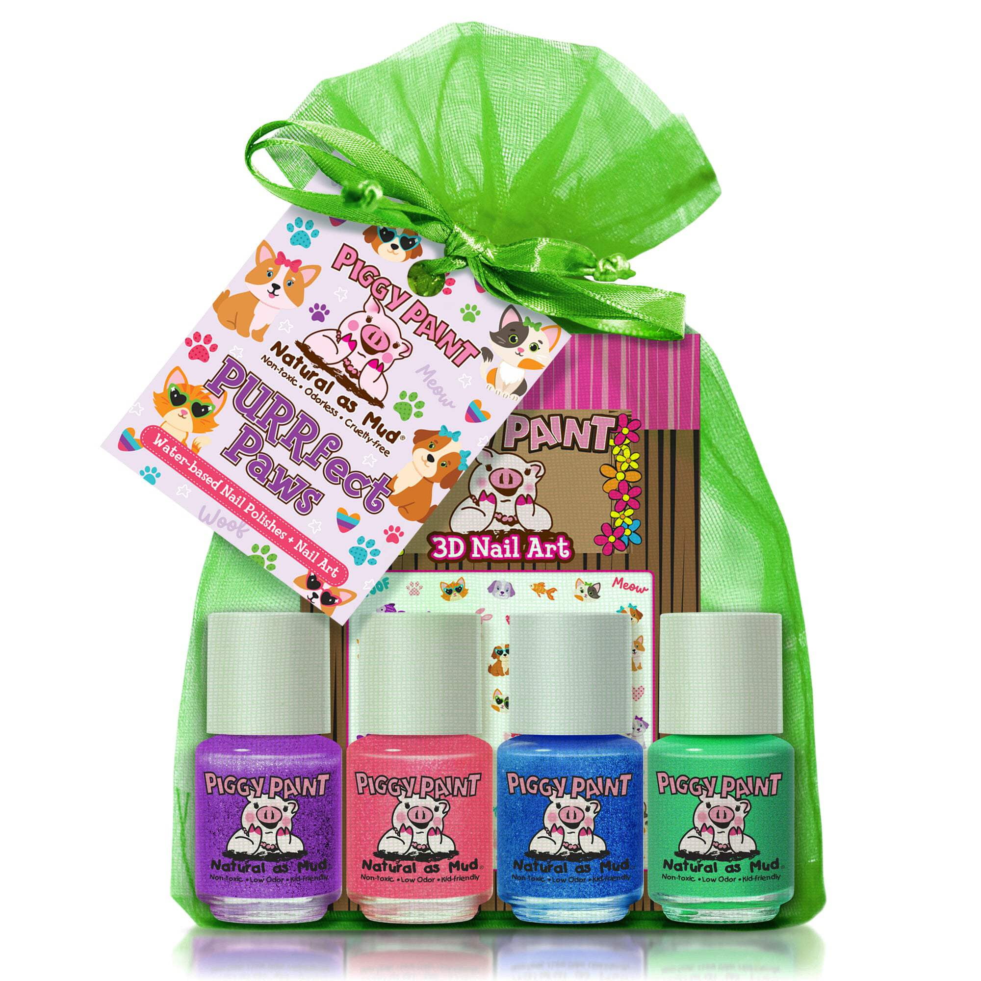 Piggy Paint PURRfect Paws Non-Toxic Nail Polish Gift Set for Kids and Pets (Multi-Color, 4 Pack, 1 fl oz) aa8y5