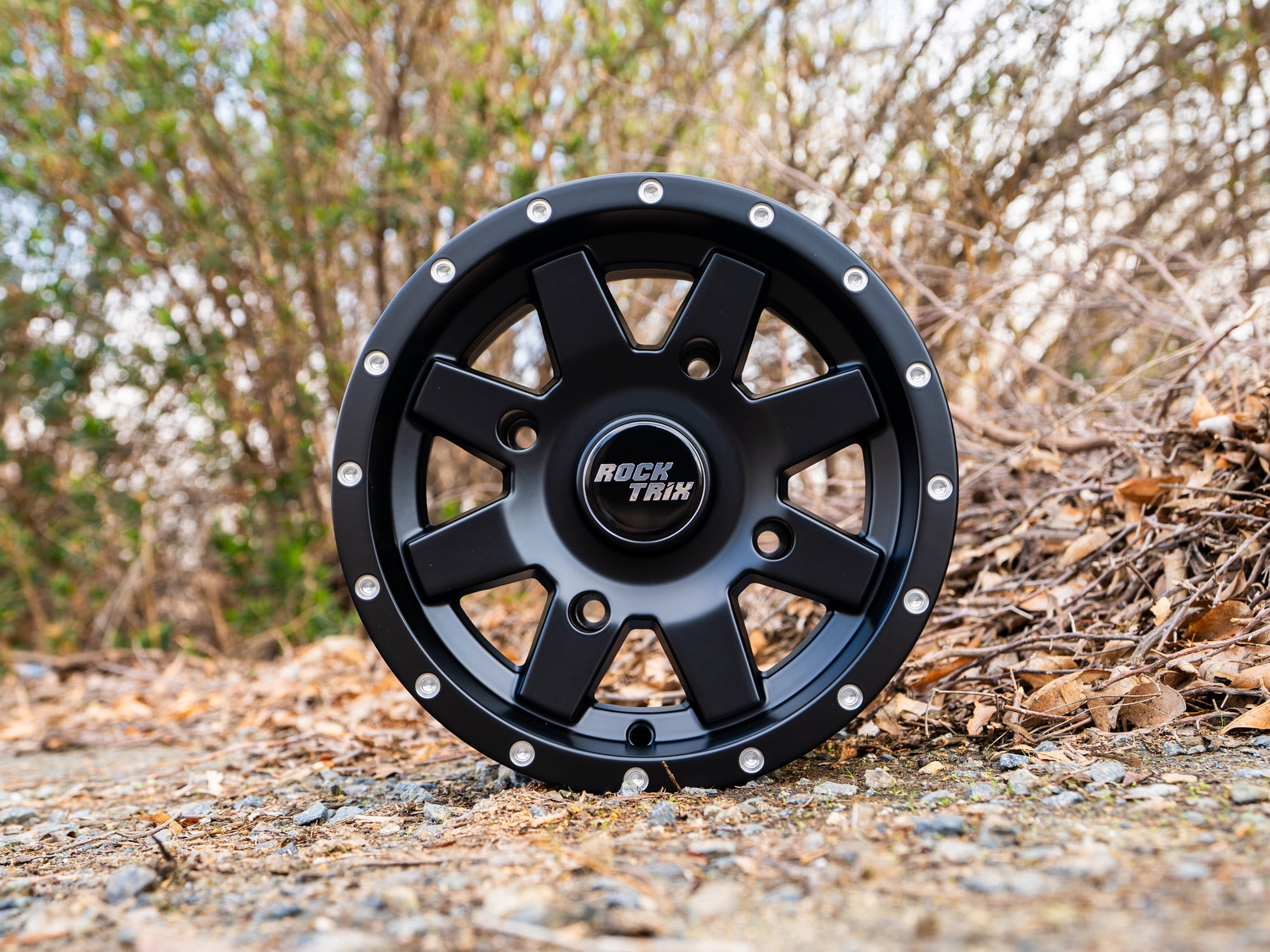 Rocktrix RT106 ATV Wheels Rims (Matte Black, 12x7 in, Set of 4) uzf1h