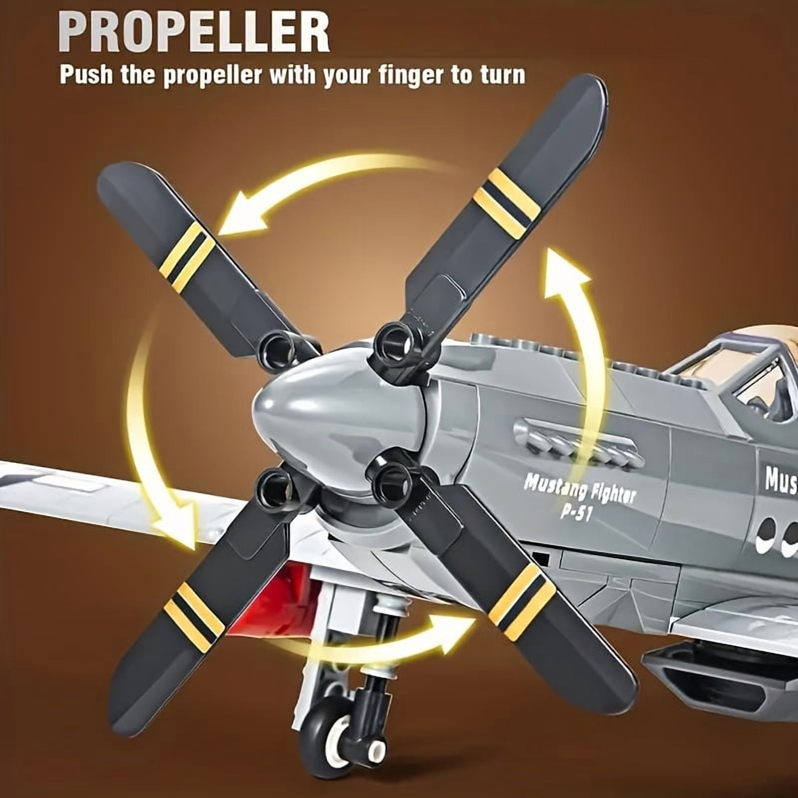 Yuuchoringee P-51 Mustang Fighter Plane Building Block Set, Military Aircraft Model Construction Kit (285 Pieces) xx0y4