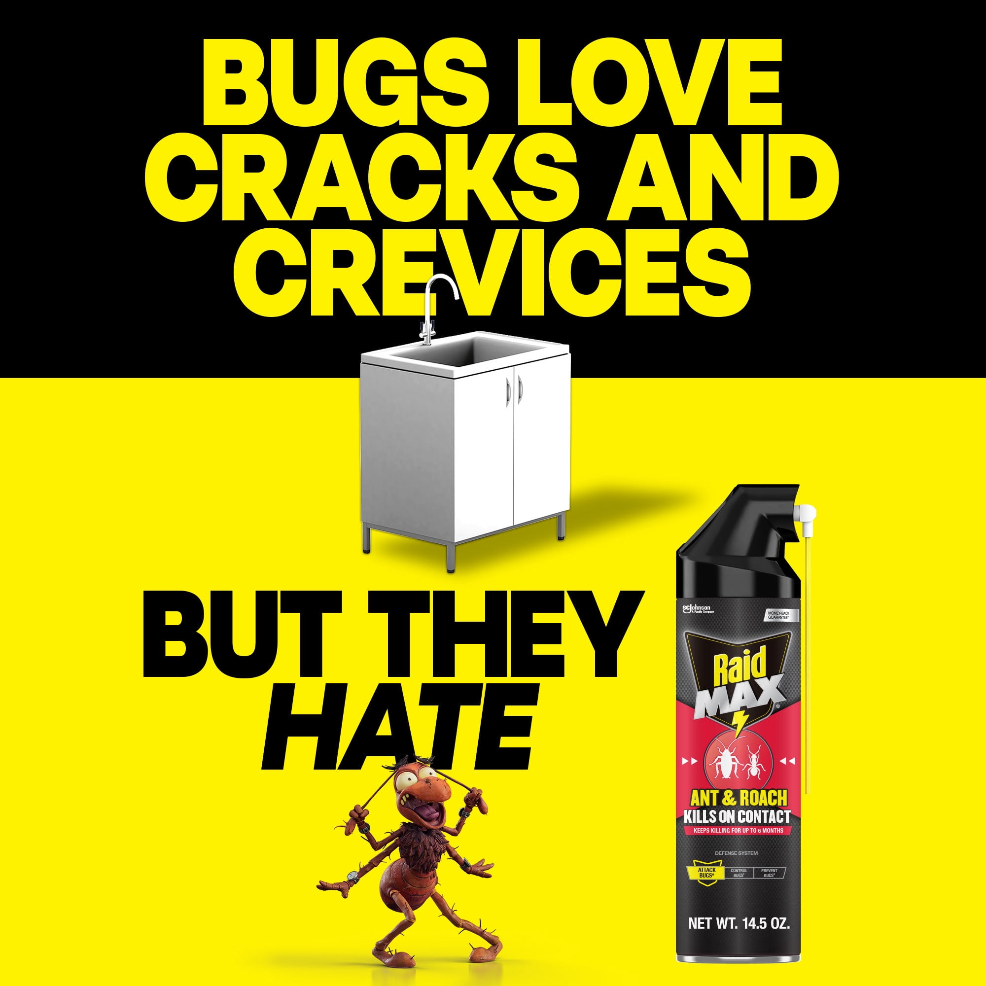 Raid MAX Indoor Ant and Roach Insecticide Spray (14.5 oz) 2ohkp
