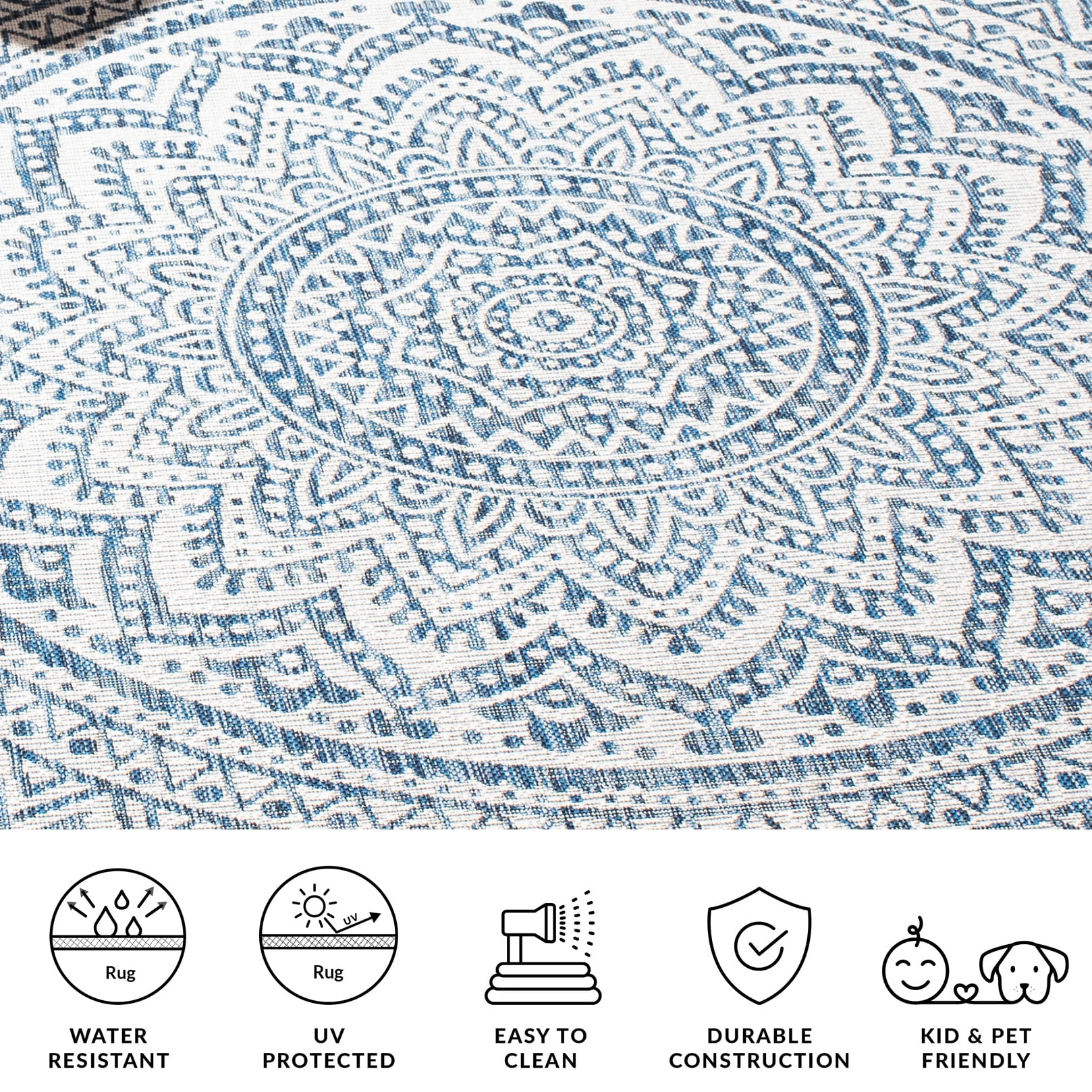 Safavieh Courtyard Josiah Floral Medallion Indoor/Outdoor Area Rug (Ivory/Navy, 2 ft 7 in x 5 ft) btttp