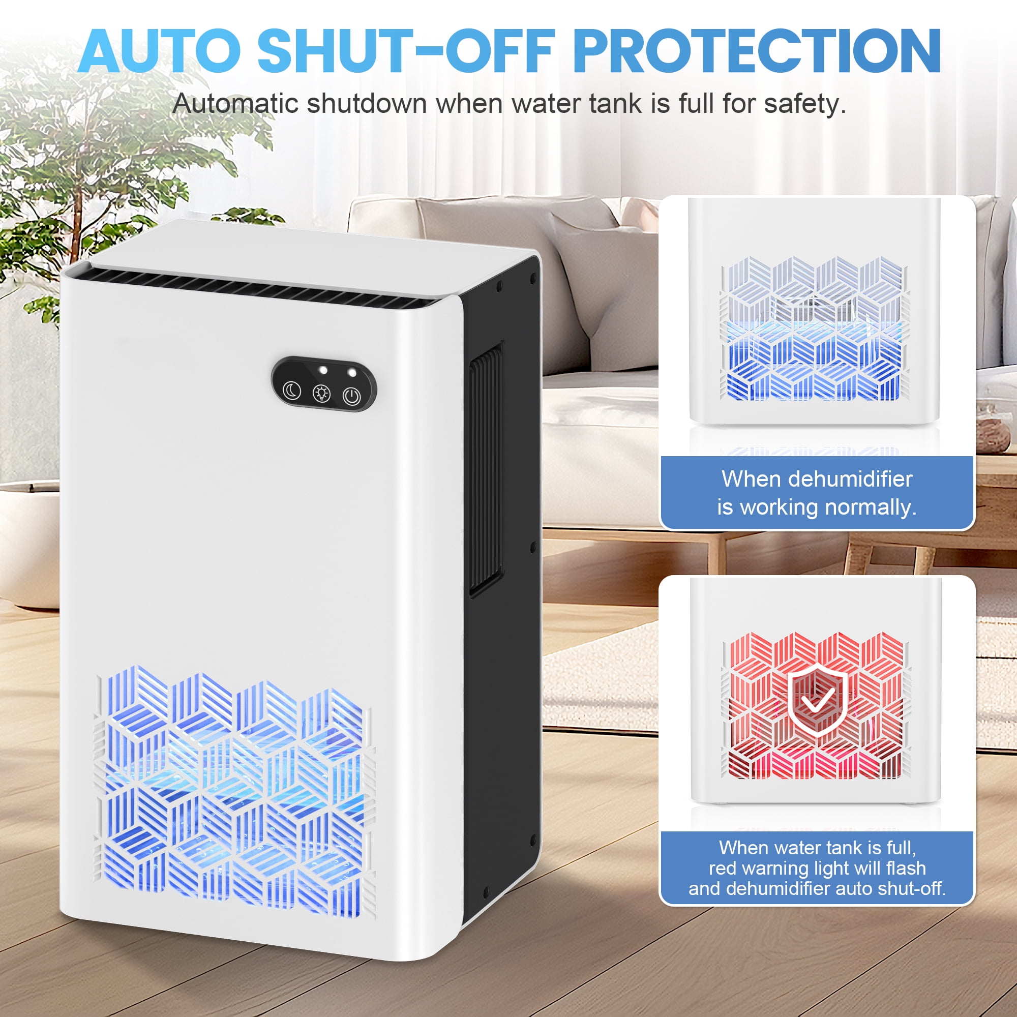 EGEH Electric Dehumidifier for Home and Basement, Quiet Moisture Removal with Auto Shut Off (White, 95 oz) wwo8v