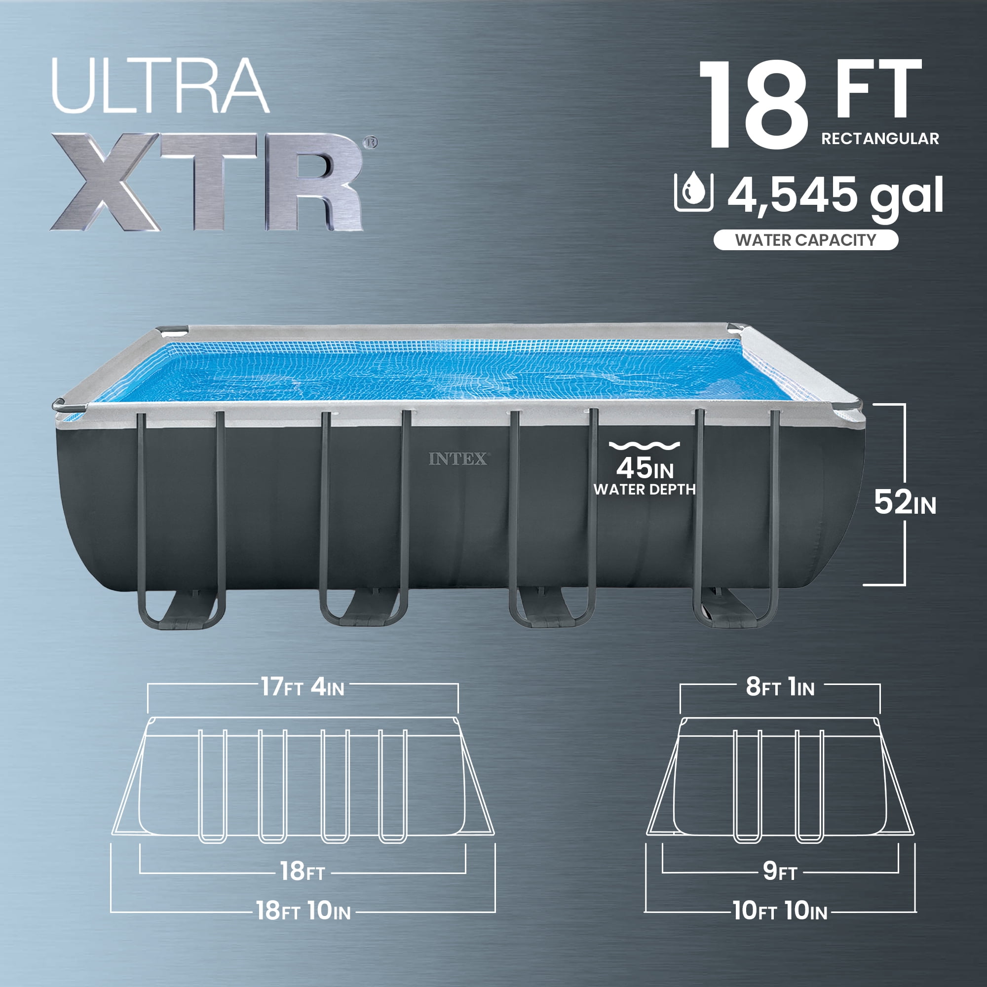 Intex Ultra XTR Rectangular Frame Swimming Pool Kit with Protective Canopy (Beige, 18 ft x 9 ft x 52 in) 5to6q