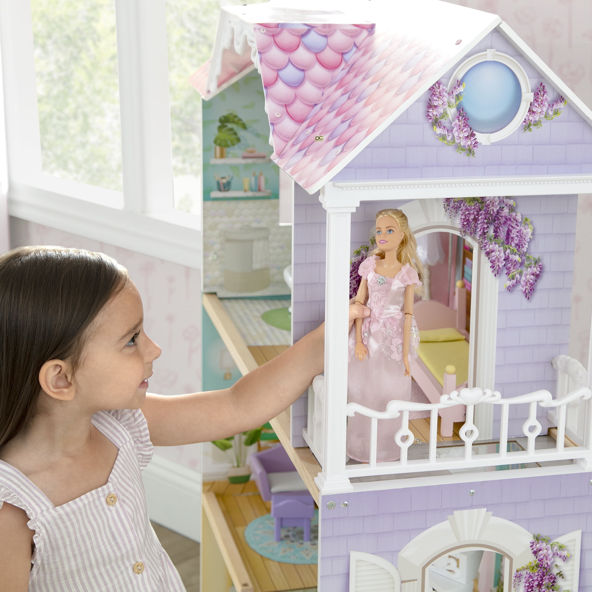 Delta Children MySize Wooden Dollhouse (Pink, 33 in W x 14.5 in D x 46.3 in H) pahsq