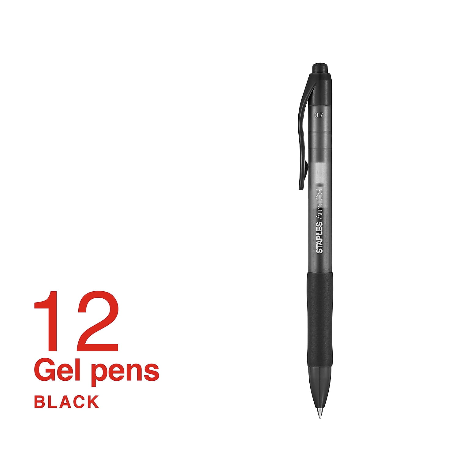 Staples Aura Gel Retractable Pens, Smooth Writing Medium Point, Black Ink (12 Pack) v33zq
