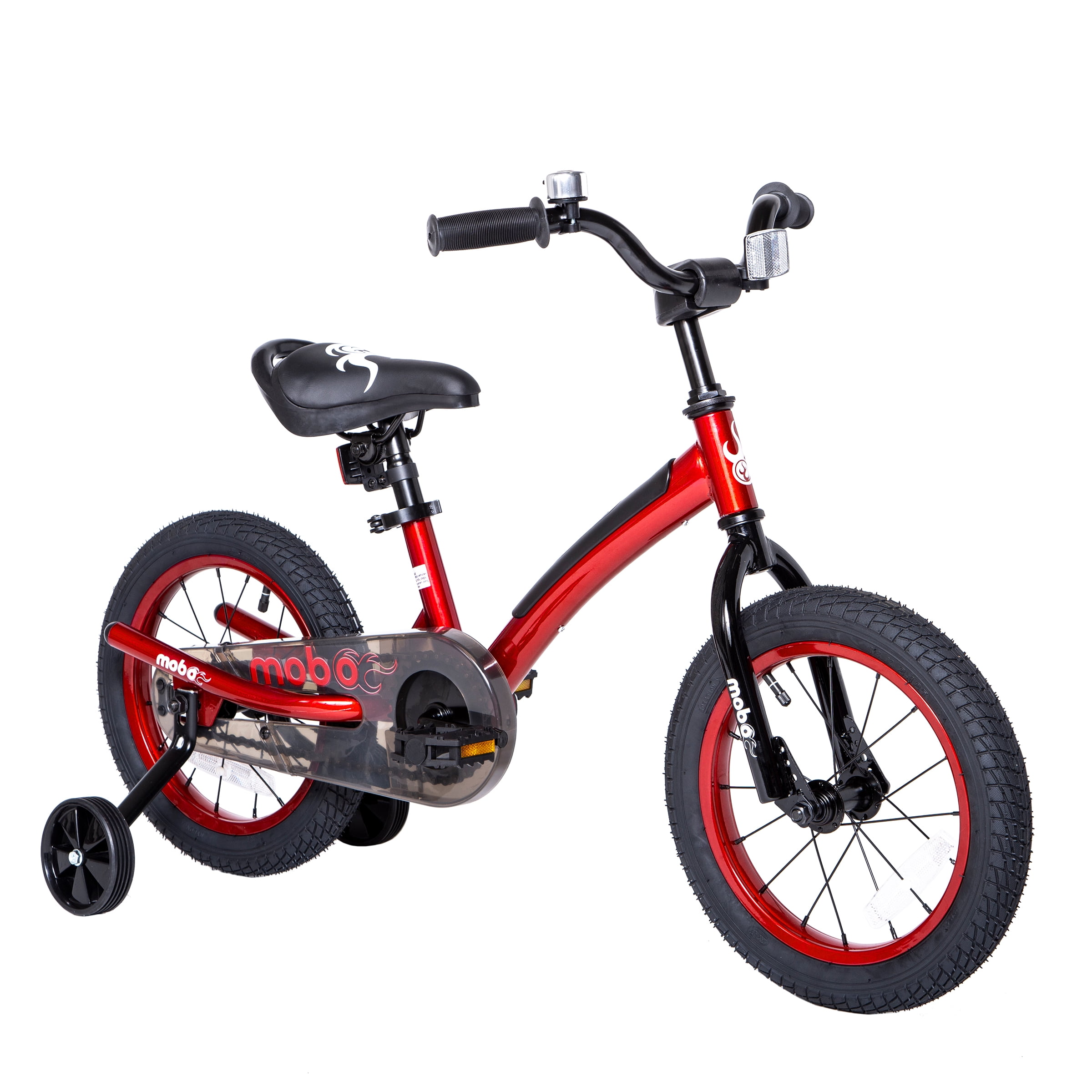 Mobo Kids Bike with Training Wheels for Toddlers, Adjustable Handlebars and Seat (Red, 14 in) lvavm