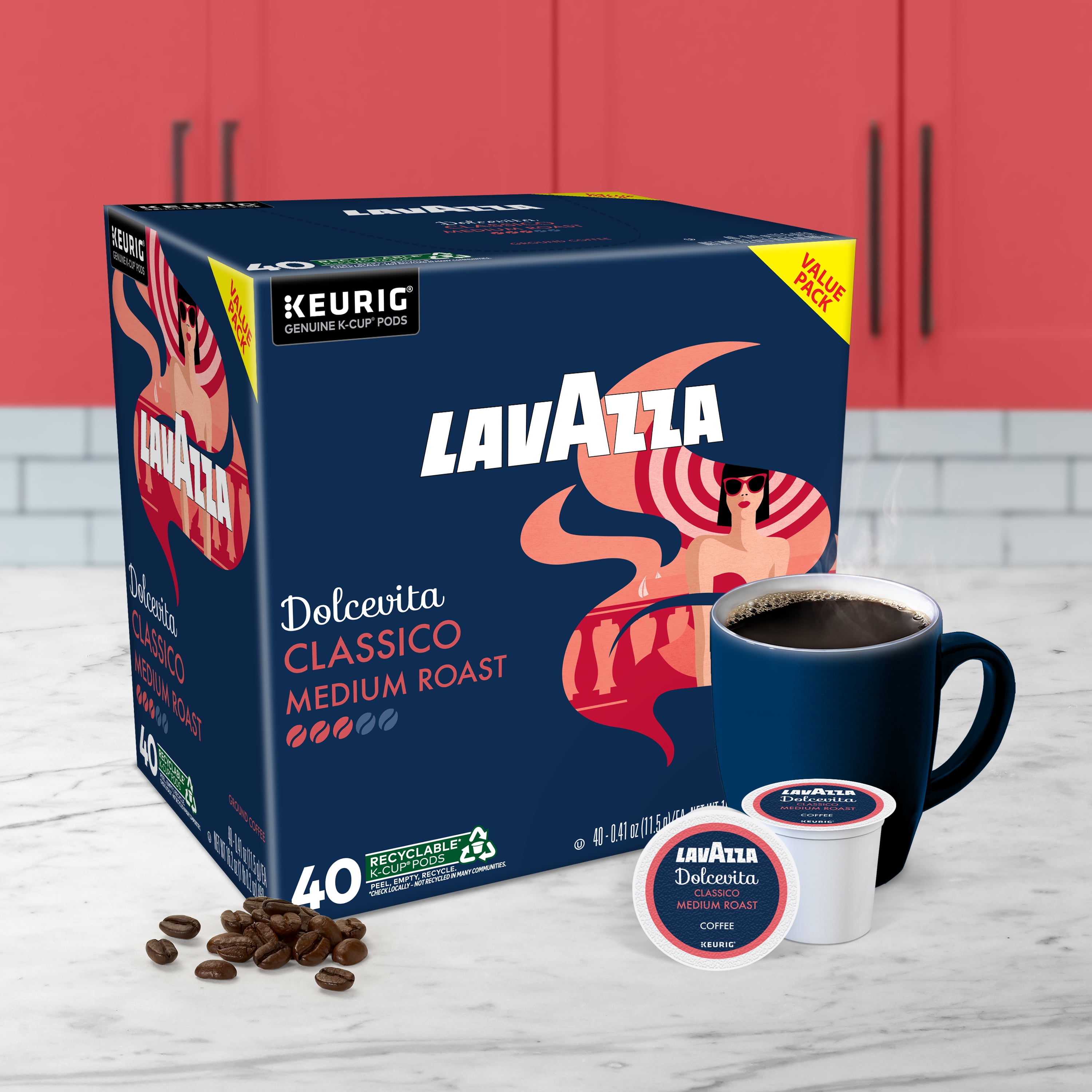 Lavazza Dolcevita Classico Medium Roast Coffee K-Cup Pods for Keurig Brewers (40 Count) 46hwv