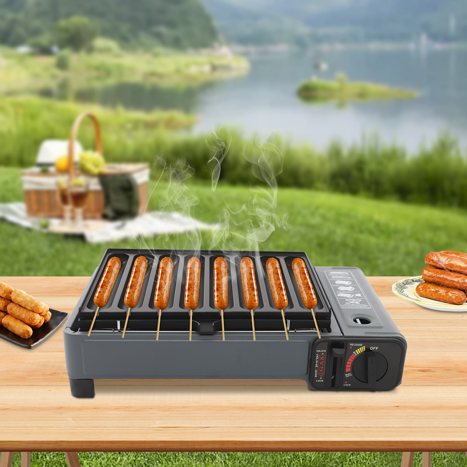 Generic Portable Butane Stove Tabletop BBQ Grill (Black, 7.5 lb) mrj8c