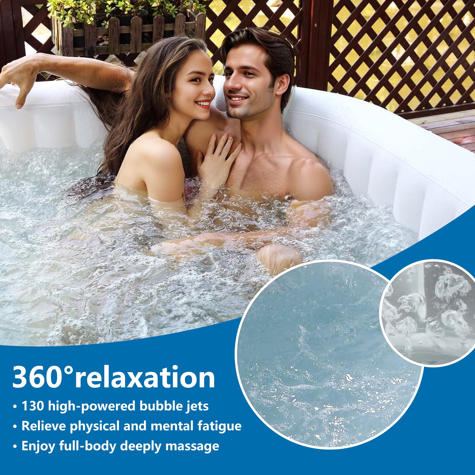 Segmart 73 in Inflatable Hot Tub Spa, Outdoor Portable Jacuzzi with 130 Jets and Insulated Cover (Gray, 240 gal) ir351