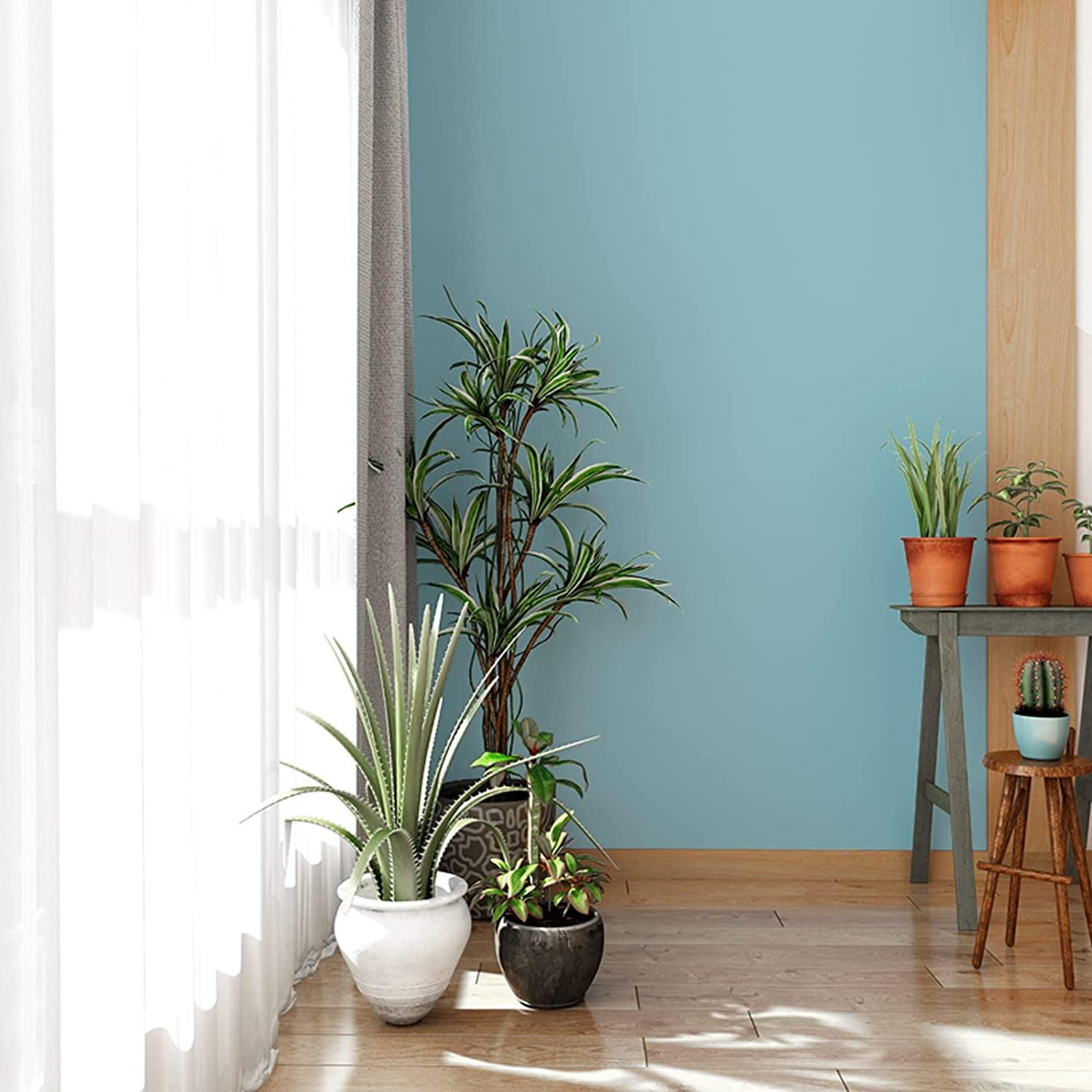 VEELIKE Peel and Stick Wallpaper, Waterproof Matte Ocean Blue Contact Paper for Furniture and Walls (15.7 in x 118 in) 72753