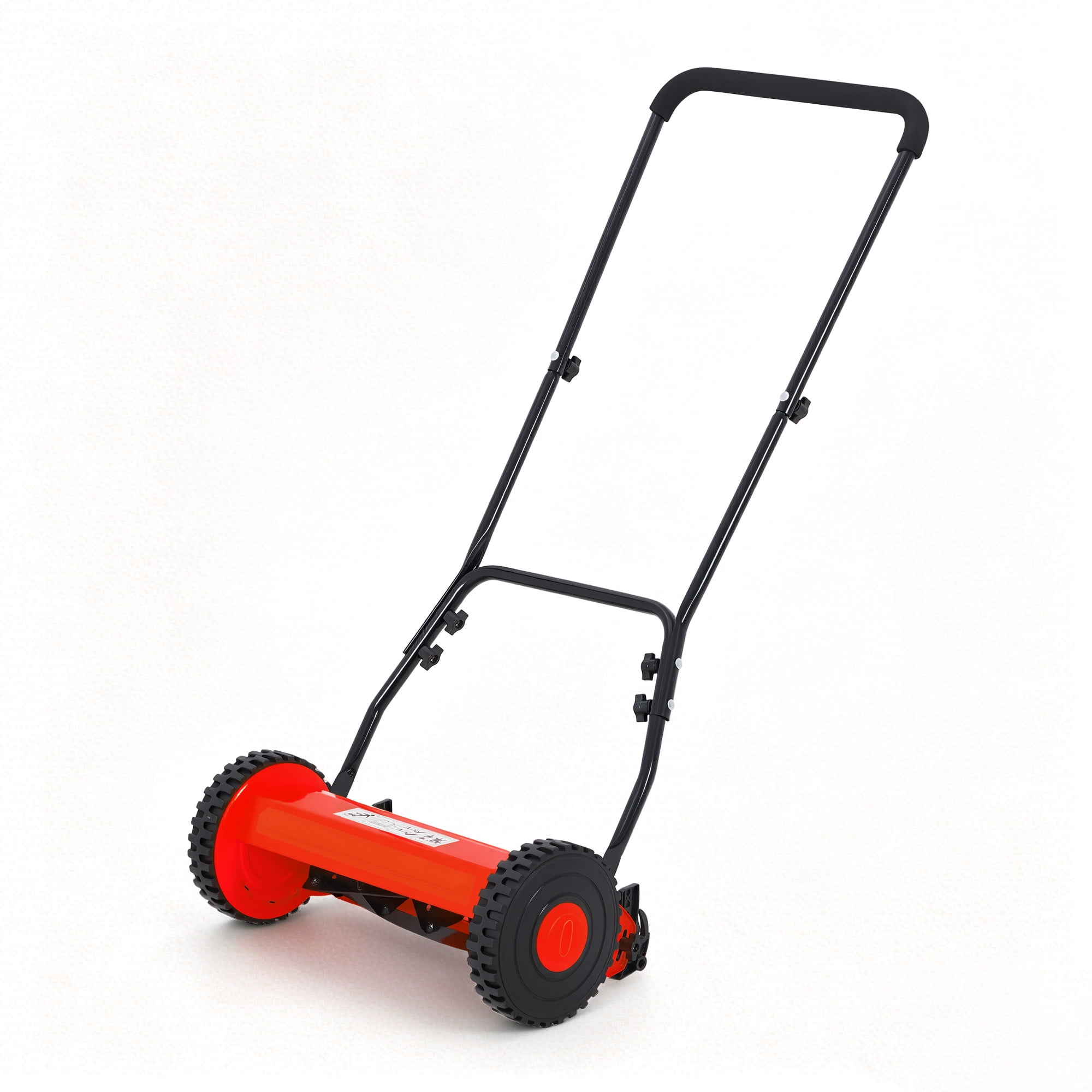Lumiparty 14 in 5-Blade Manual Push Reel Lawn Mower, Adjustable Height Grass Cutter (Red, 14 in) yfq7w