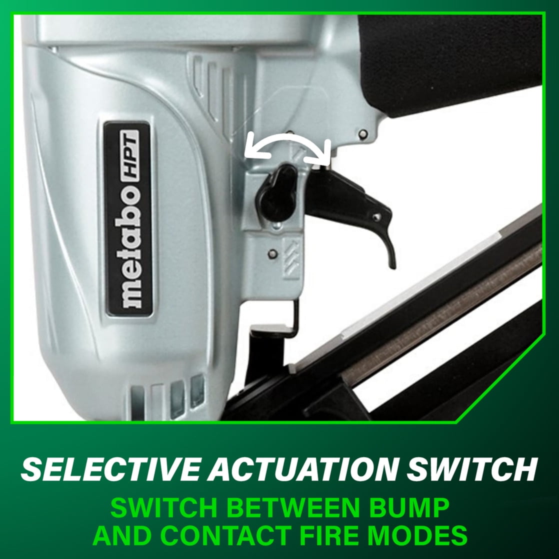 Metabo HPT Pneumatic 15-Gauge Angled Finish Nailer (NT65MA4, 1.25 in to 2.5 in) 44m6p