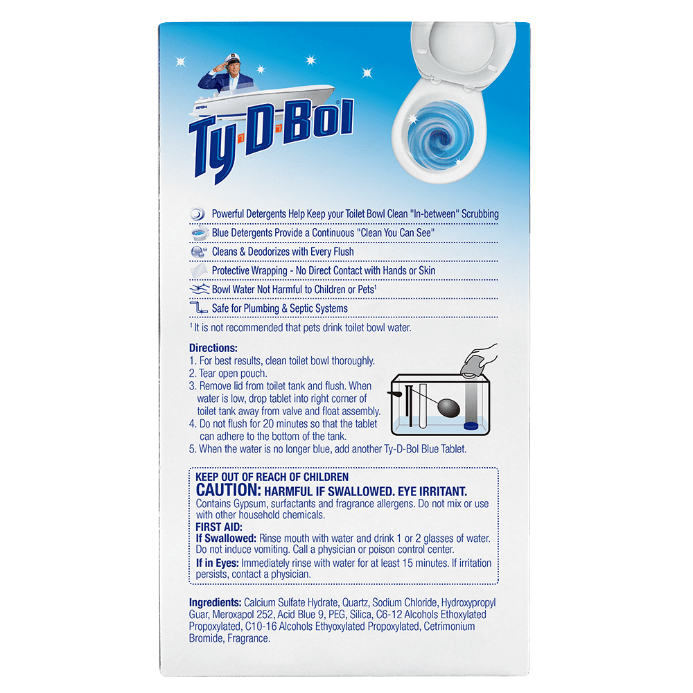 Ty-D-Bol Bleach-Free Toilet Bowl Cleaner Tablets, Hard Water Stain Remover (Blue, 1.4 oz, 10 Count) lygkm