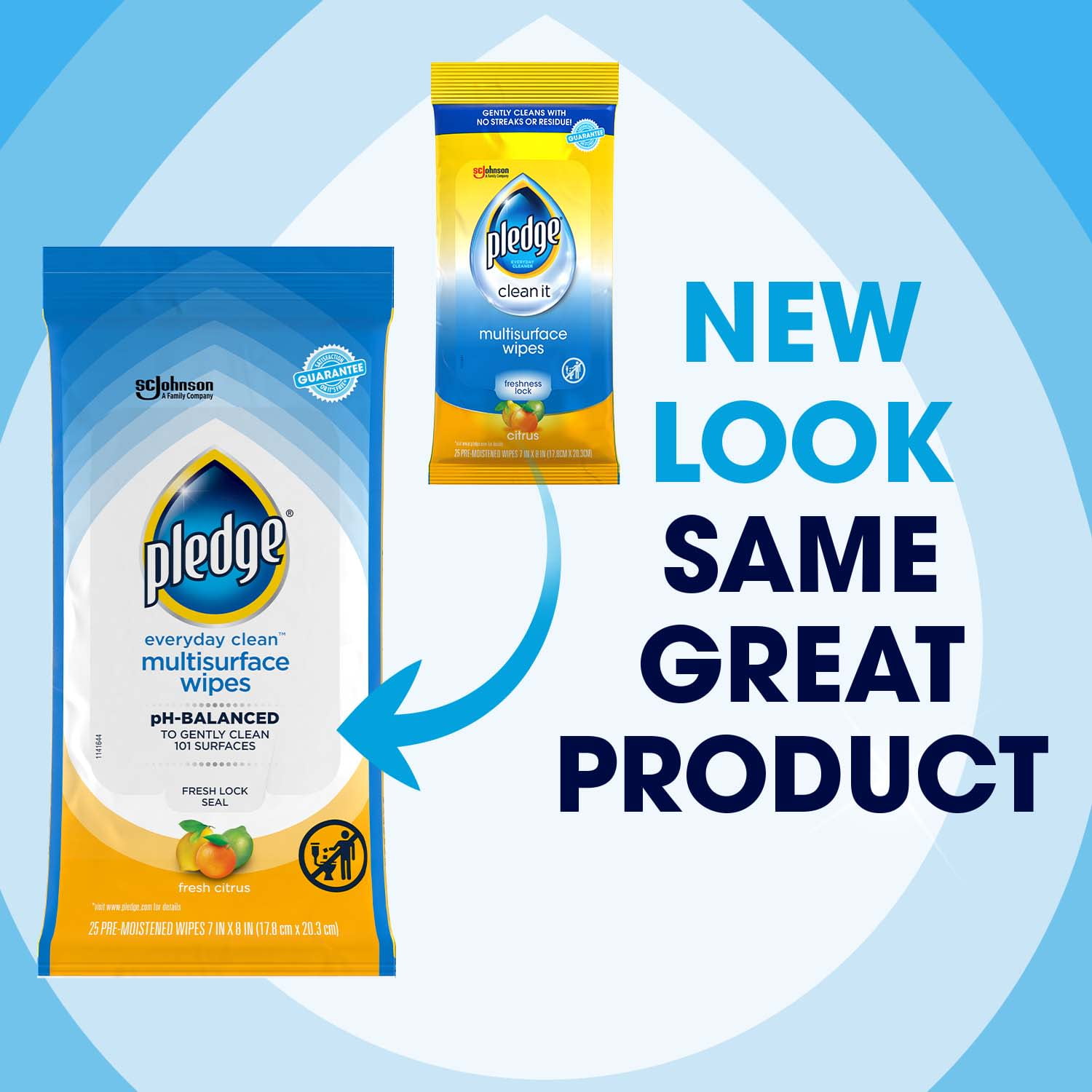 Pledge Multisurface Cleaning Wipes, pH Balanced, Fresh Citrus (25 Count) 40hdo