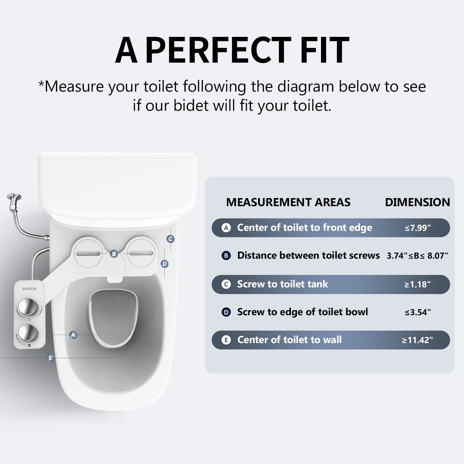 Atzeste Ultra-Slim Bidet Toilet Seat Attachment, Non-Electric Dual Nozzle with Self-Cleaning Sprayer (Silver, 1.64 ft Hose) 7my0w