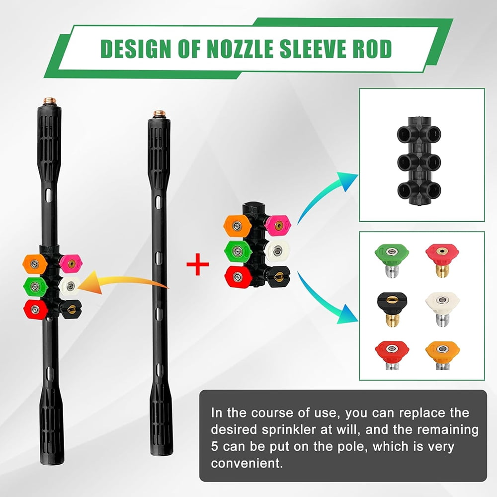 INTELIVE Pressure Washer Extension Wand Set with Gutter Cleaner Attachment and 6 Spray Nozzles (109 in) g47gl