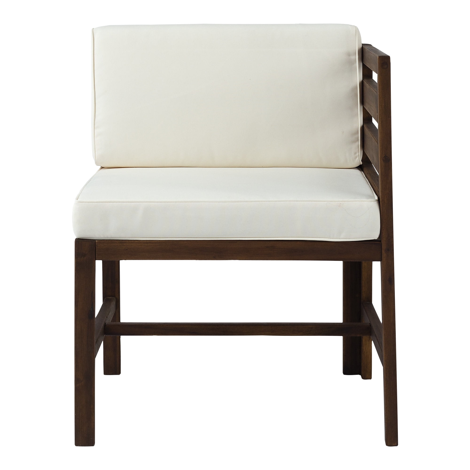 Walker Edison Modular Outdoor Acacia Wood Patio Chair and Ottoman Set (Dark Brown, 3 Piece) lckzh