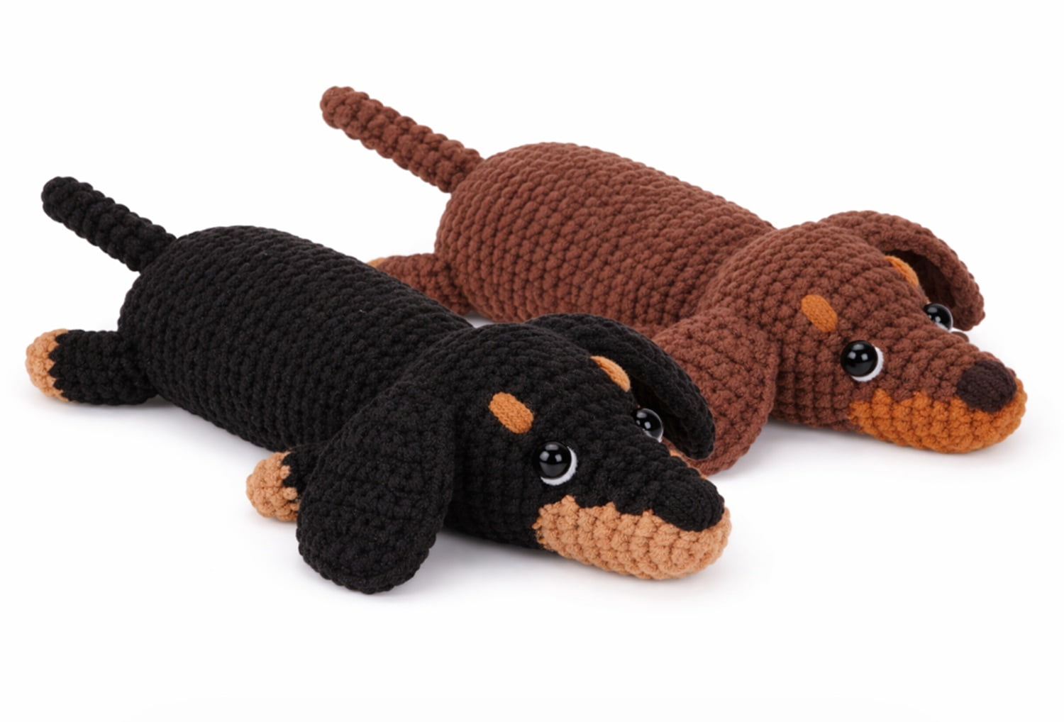 TIKA Dachshund Crochet Kit for Beginners, Dog Amigurumi Starter Set with Video Tutorials (2 Pack) fpcjn