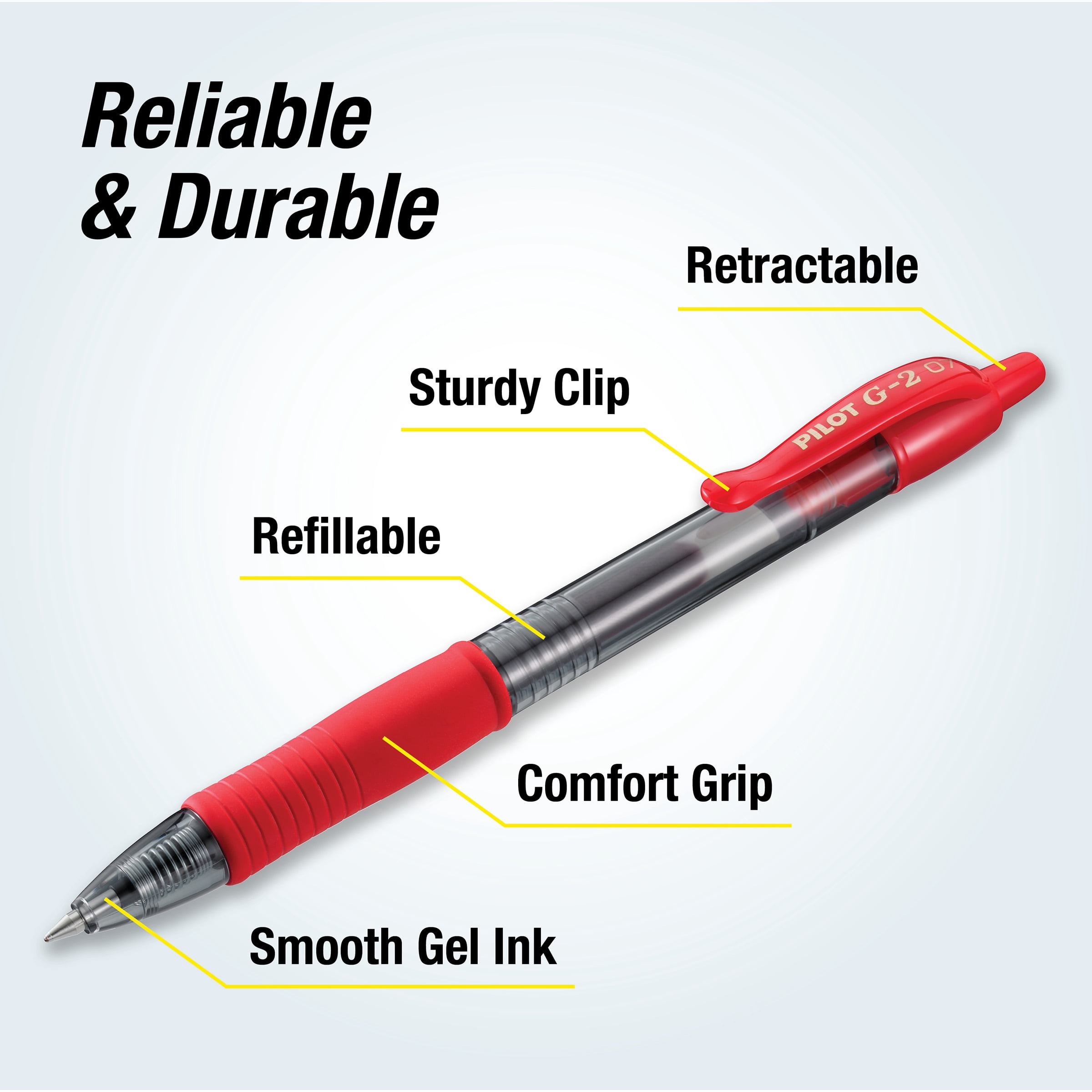 Pilot G2 Premium Gel Roller Pens, Fine Point 0.028 in, Red (12 Pack) z3gqp