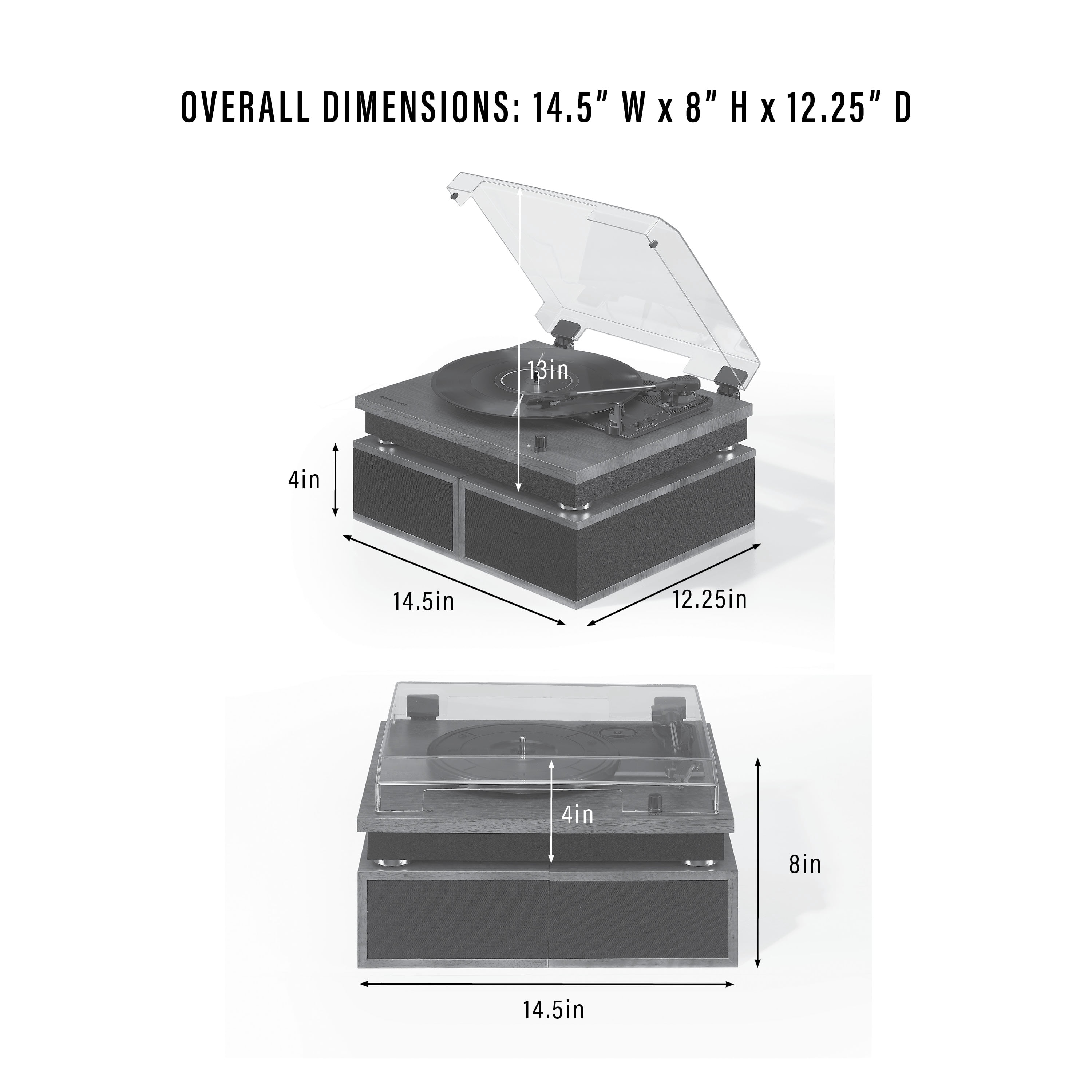 Crosley Riff Bluetooth Vinyl Record Player with Speakers (3-Speed Turntable, 6 Modular Layouts) x6qj5