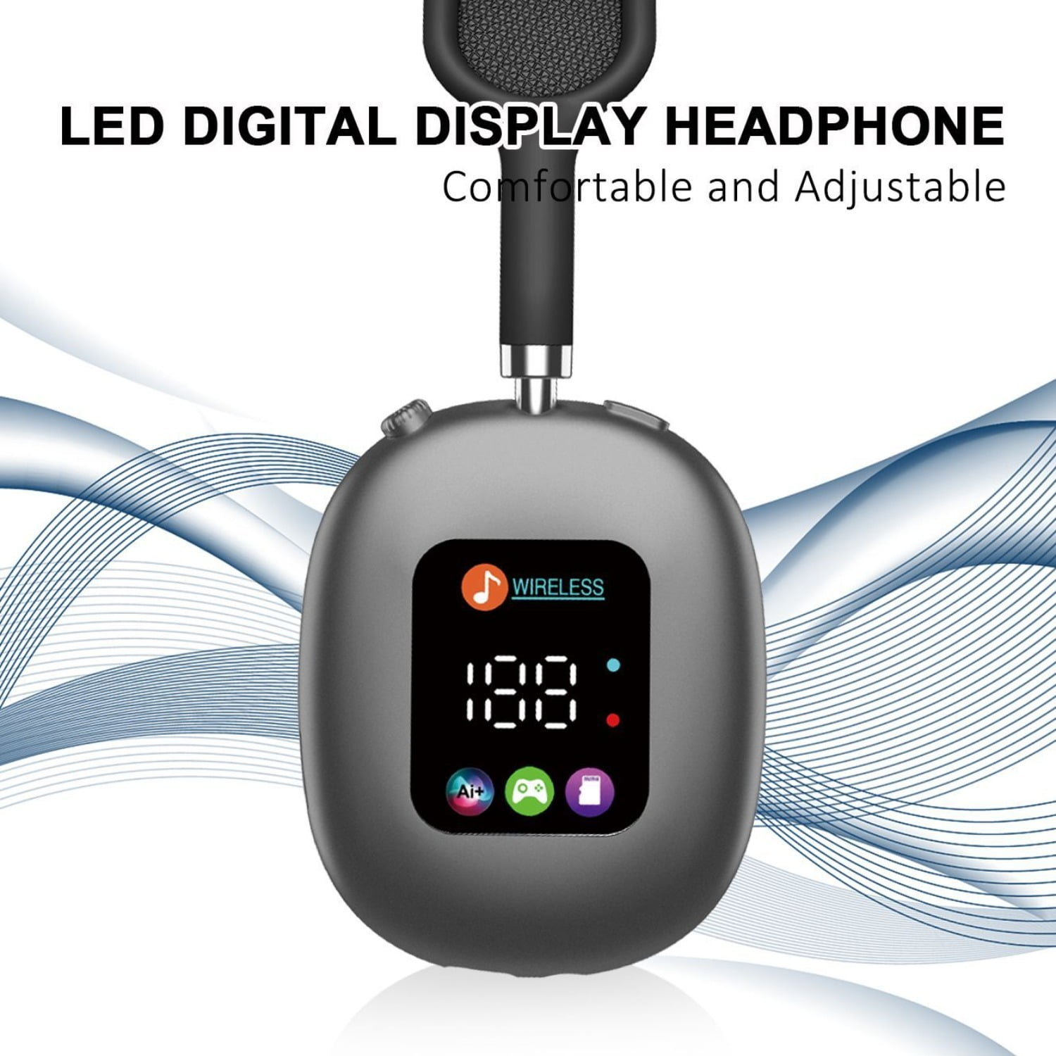 aomogo Wireless Bluetooth 5.4 Gaming Headphones with Active Noise-Cancelling Microphone (Black, One Size) clsku