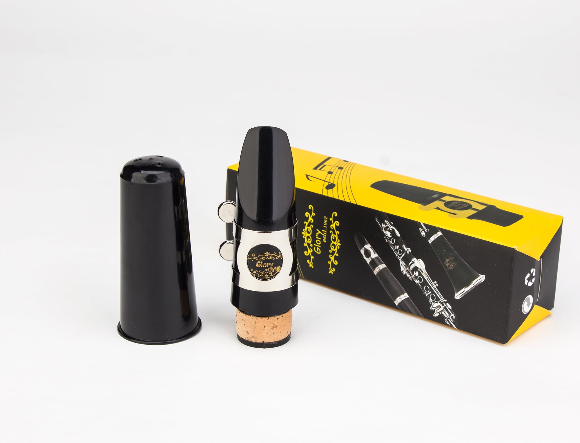 GLORY Clarinet Mouthpiece Kit with Ligature, Reed, and Cap (Black, Standard Bb) 7mavo