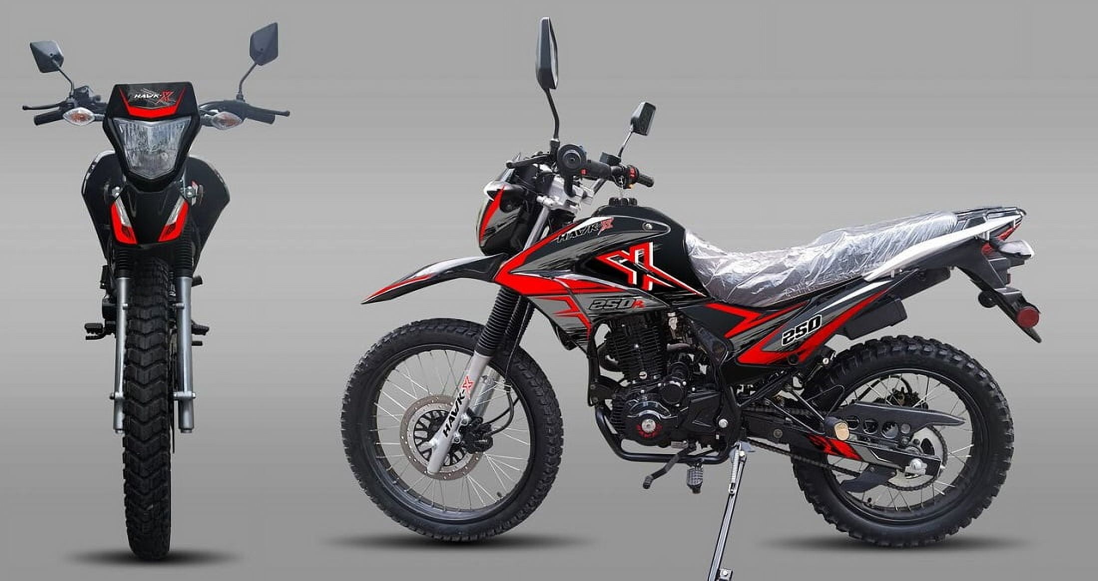 RPS Hawk-X 250cc Motorcycle 5-Speed Manual Transmission (Black, 21 in Front Tire) wo2fd