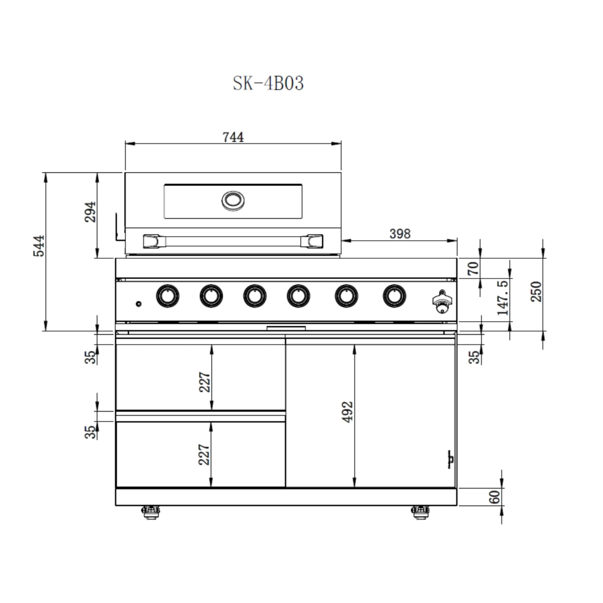 Navratil 4-Burner Stainless Steel Outdoor Kitchen Gas Grill with Rotisserie Kit (Silver, 46 in) 35flp