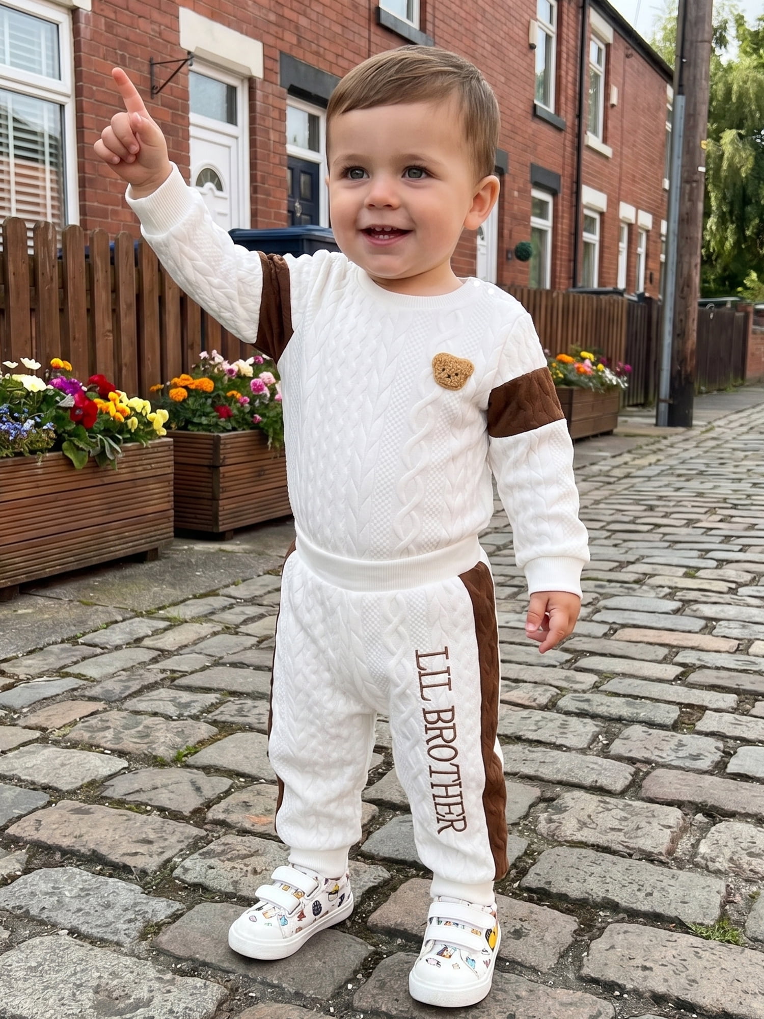 BemeyourBBs Baby Boy Long Sleeve Romper and Striped Pants Set (White, 0-3 Months) n23u1
