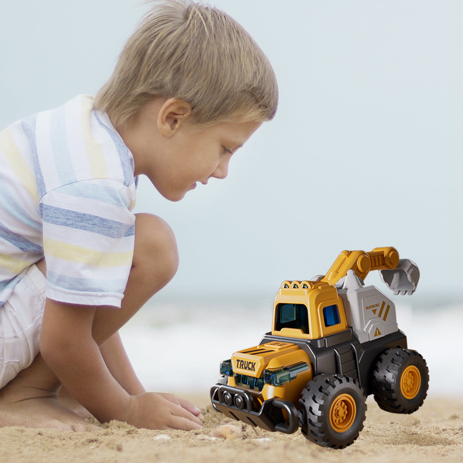 QTOCIO Inertia Excavator Toy Engineering Vehicle Simulation Press-and-Go Construction Truck (Yellow, 6 in) lifz9