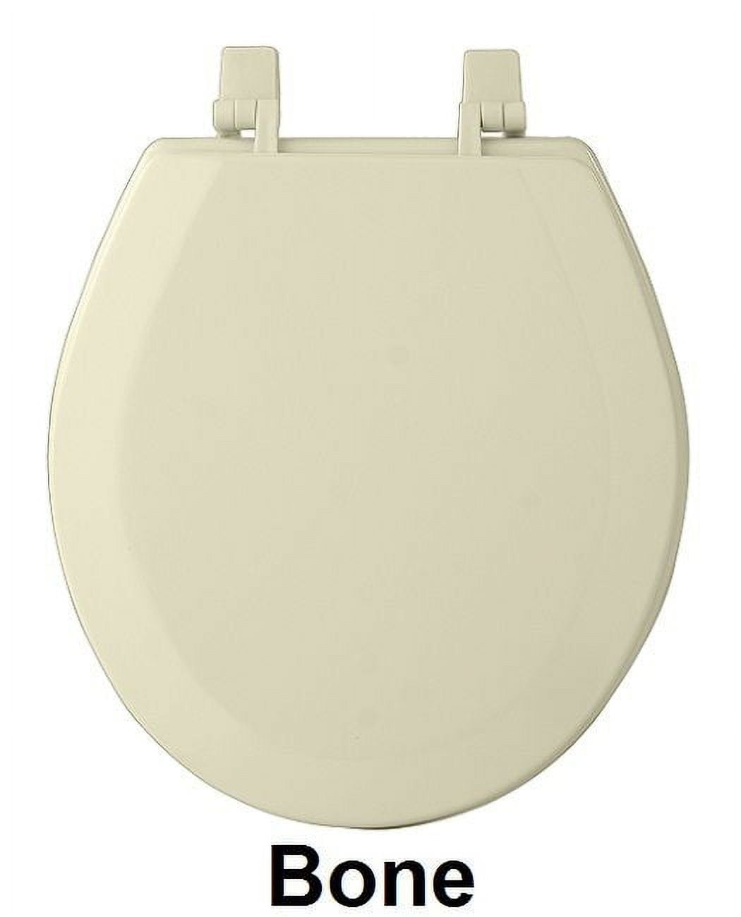 Achim Fantasia Elongated Wood Toilet Seat with Adjustable Hinges (White, 17 in) vjftj