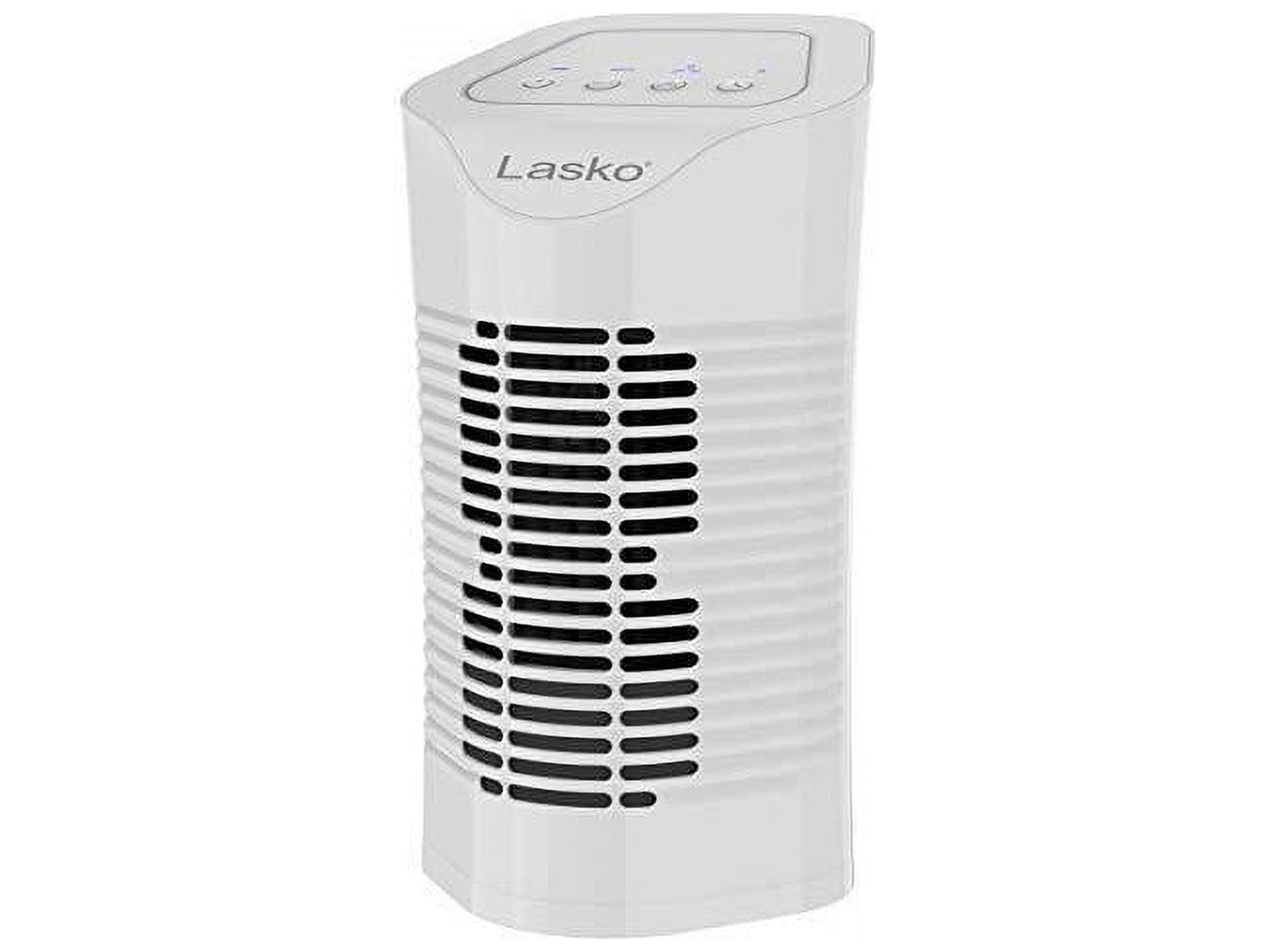 Lasko 3-Stage Desktop Tower Air Purifier with Ionizer and Timer (White, 11 in Tall) n4dt8