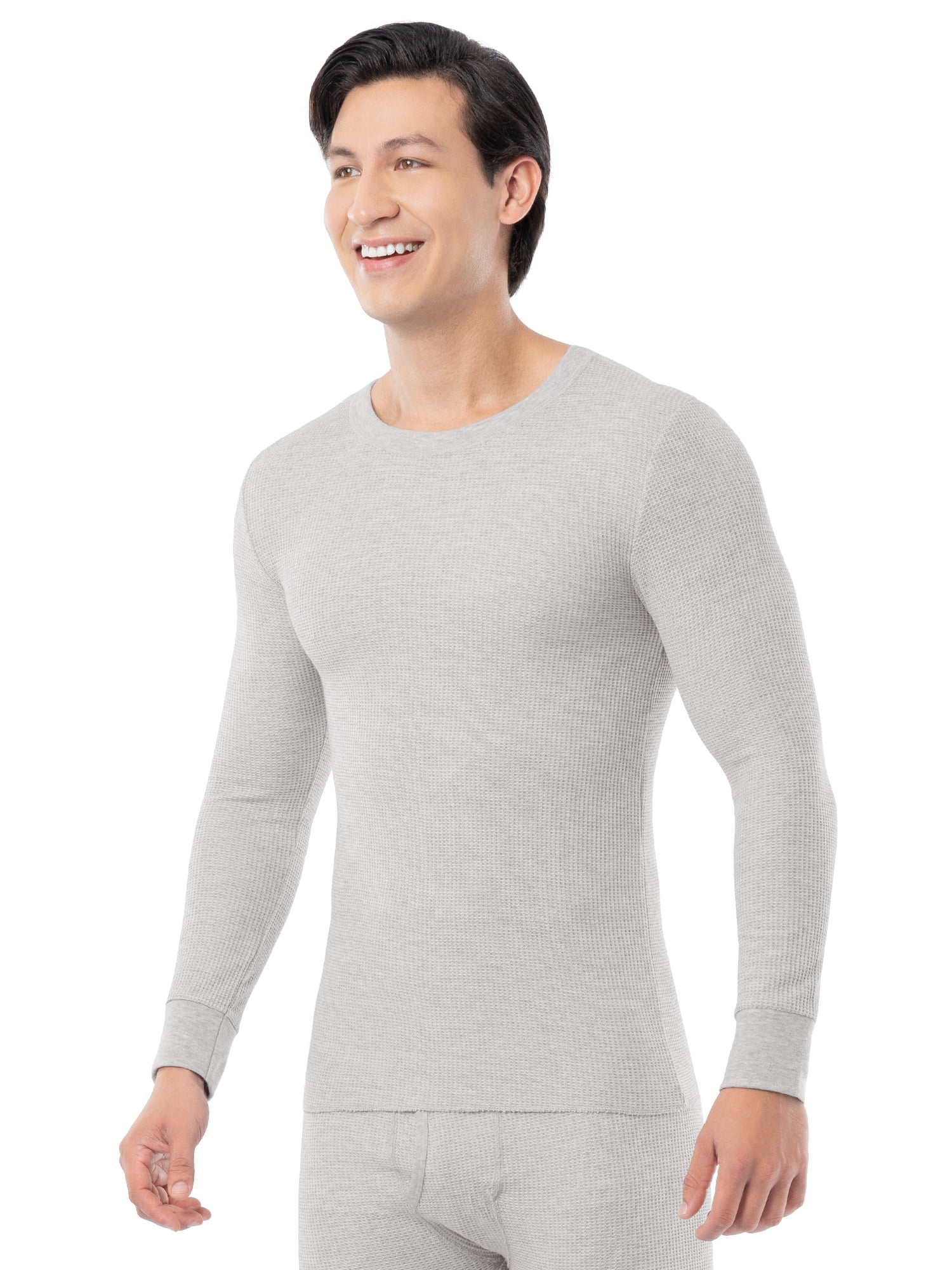 Fruit of the Loom Men's Thermal Waffle Crew Top (Black, 3-Pack) 0i5jn