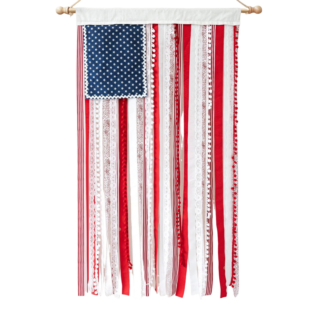 HAJAGP American Flag Rag Banner Rustic Independence Day Decor (Multicolor, 9.84 in x 6.69 in) bzl0z