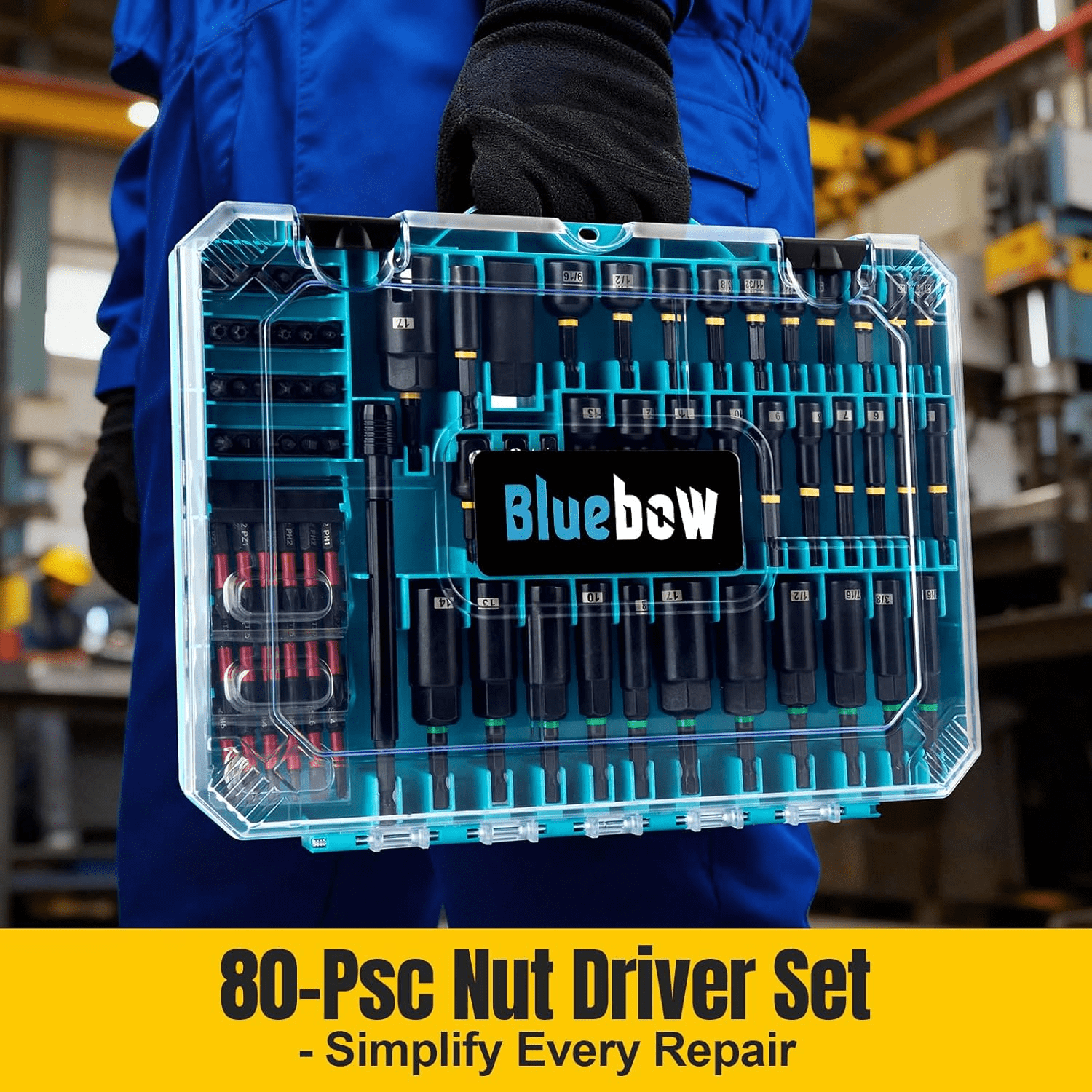 Bluebow 80-Piece Magnetic Impact Nut Driver Set with Socket Adapters and Quick Release Extension (80 Pieces) z0d0h