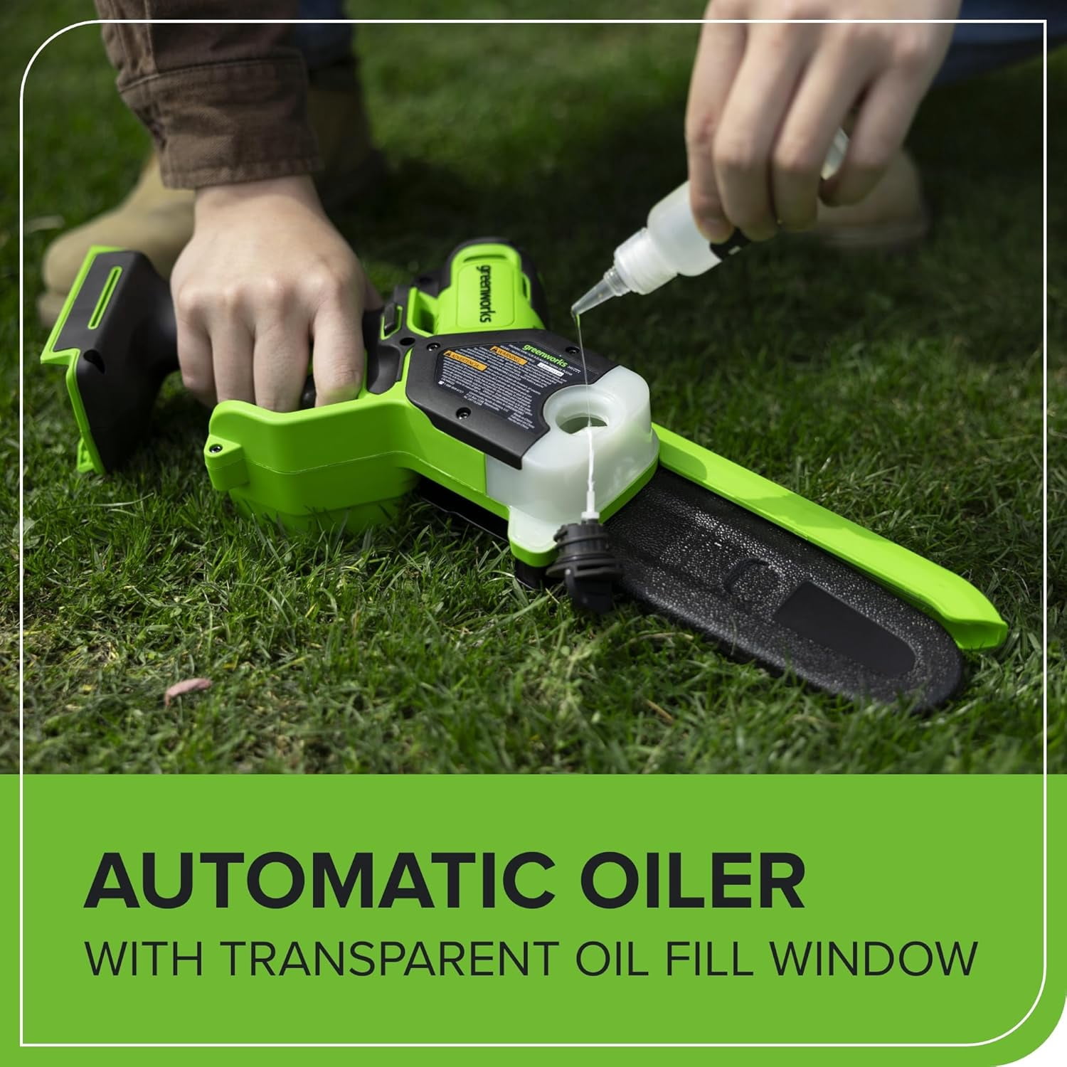 Greenworks 24V 6in Brushless Pruning Saw with Auto Oiler (Green, 2.0Ah Battery and Charger Kit) yeana