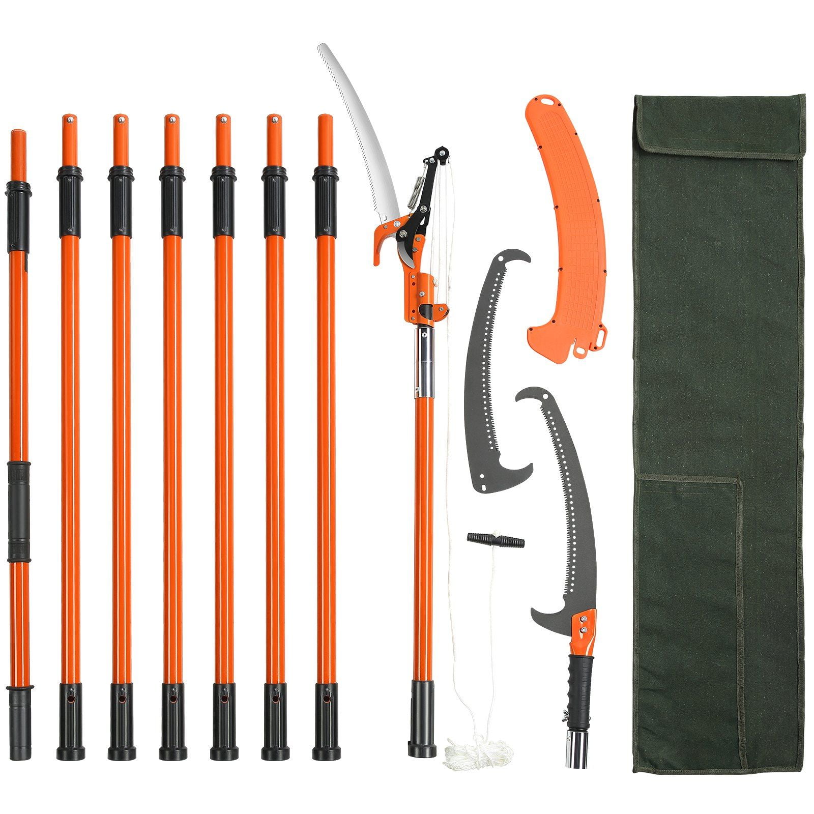 BALLFU Manual Pole Saw Extendable Tree Pruner with Sharp Steel Blade and Fiberglass Handles (7.3 to 27 ft) sitbo