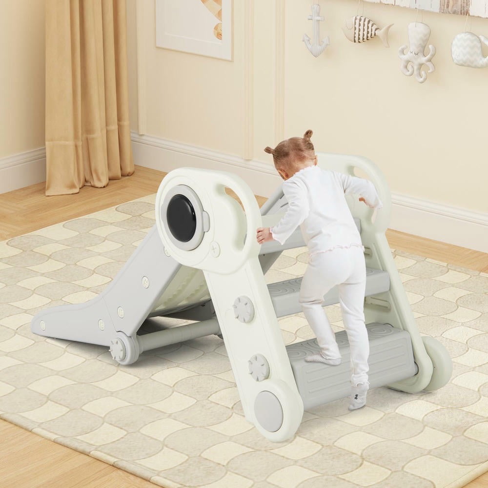 Barara King 2-in-1 Toddler Slide and Climber Playset (Gray, 48 in x 24 in x 30 in) j634i