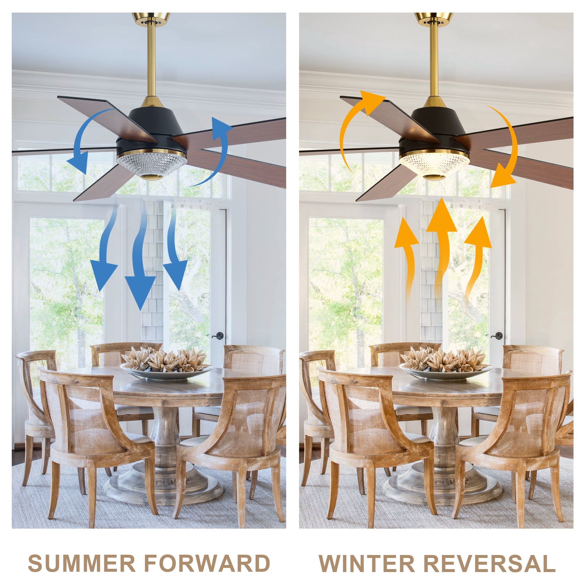 Bella Depot 52 in Modern Ceiling Fan with Light and Remote Control (Black, 52 in) lzs8o