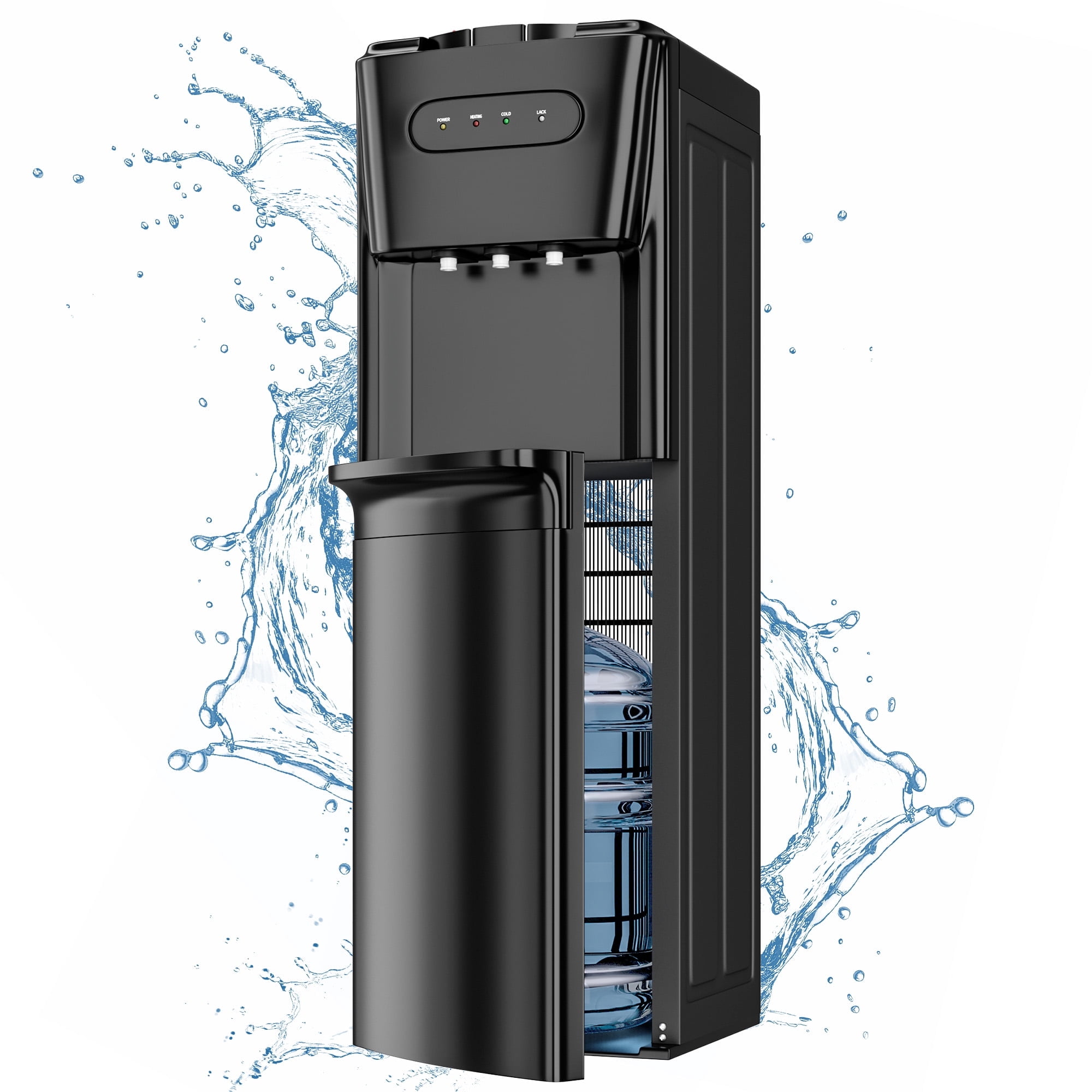 UrbanSync Bottom-Loading Water Dispenser with 3-Temperature Settings, Child Safety Lock & Stainless Steel Tanks (Black, 5 gal) nm580