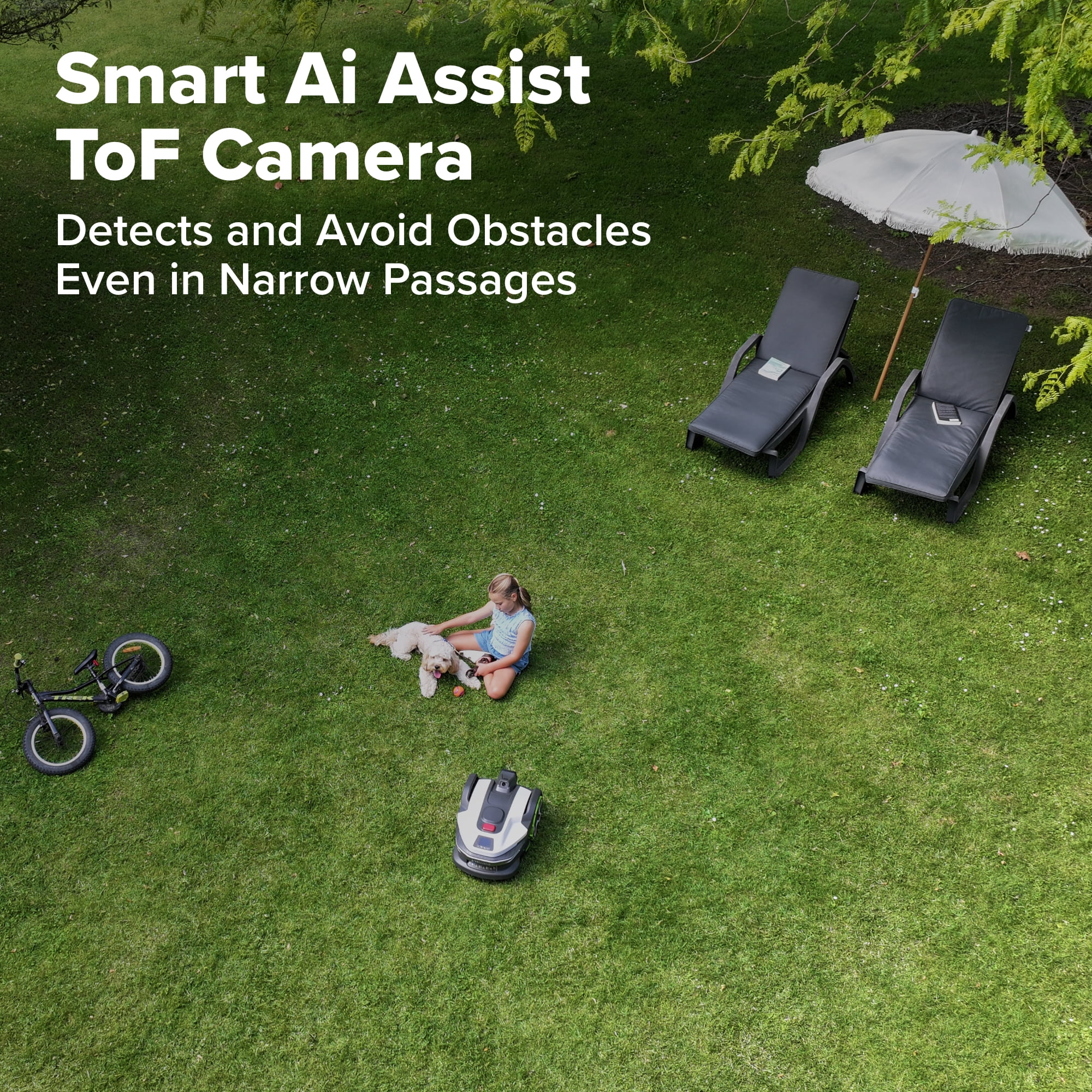 Greenworks AiMowbot Wire-Free RTKVision Robotic Mower (Green, 0.5 Acre Capacity) z6jfc