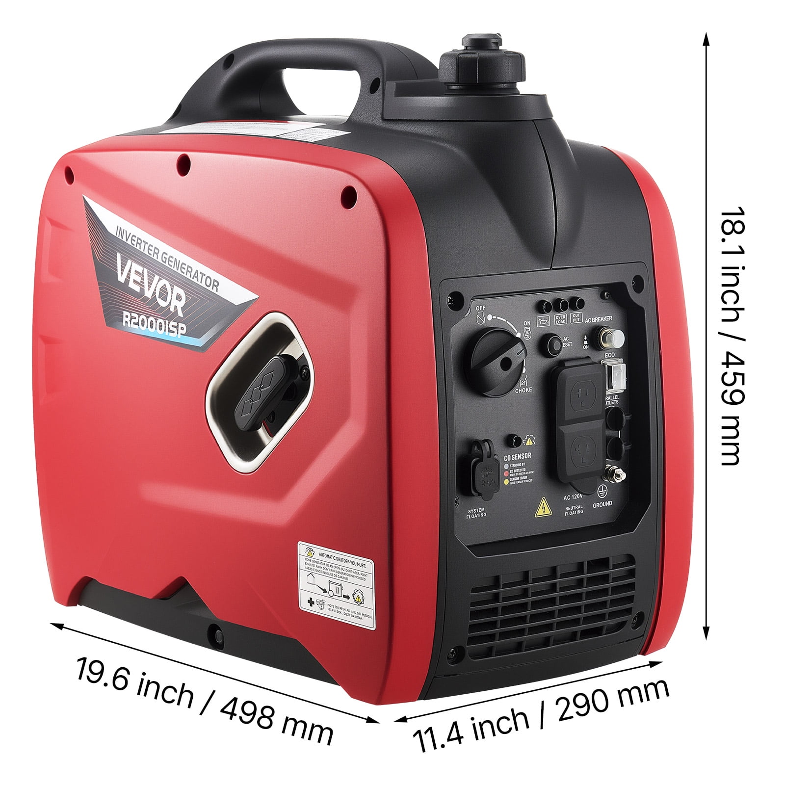 VEVOR Portable Inverter Generator, 2900W Peak Power Gas Powered Quiet Generator for Home and Camping (Orange/Black, 1.1 gal) 8ehr6