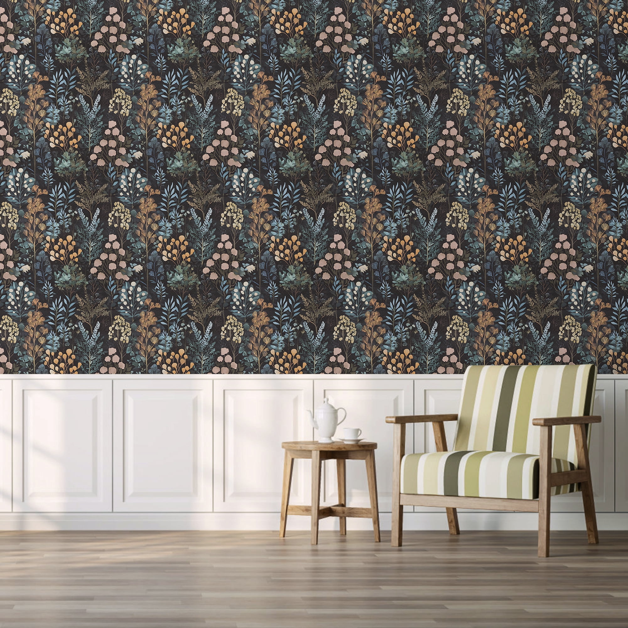 UMIGGEE Floral Peel and Stick Wallpaper, Self-Adhesive Contact Paper for Furniture Renovation (Black, 17.3 in x 118 in) z6949