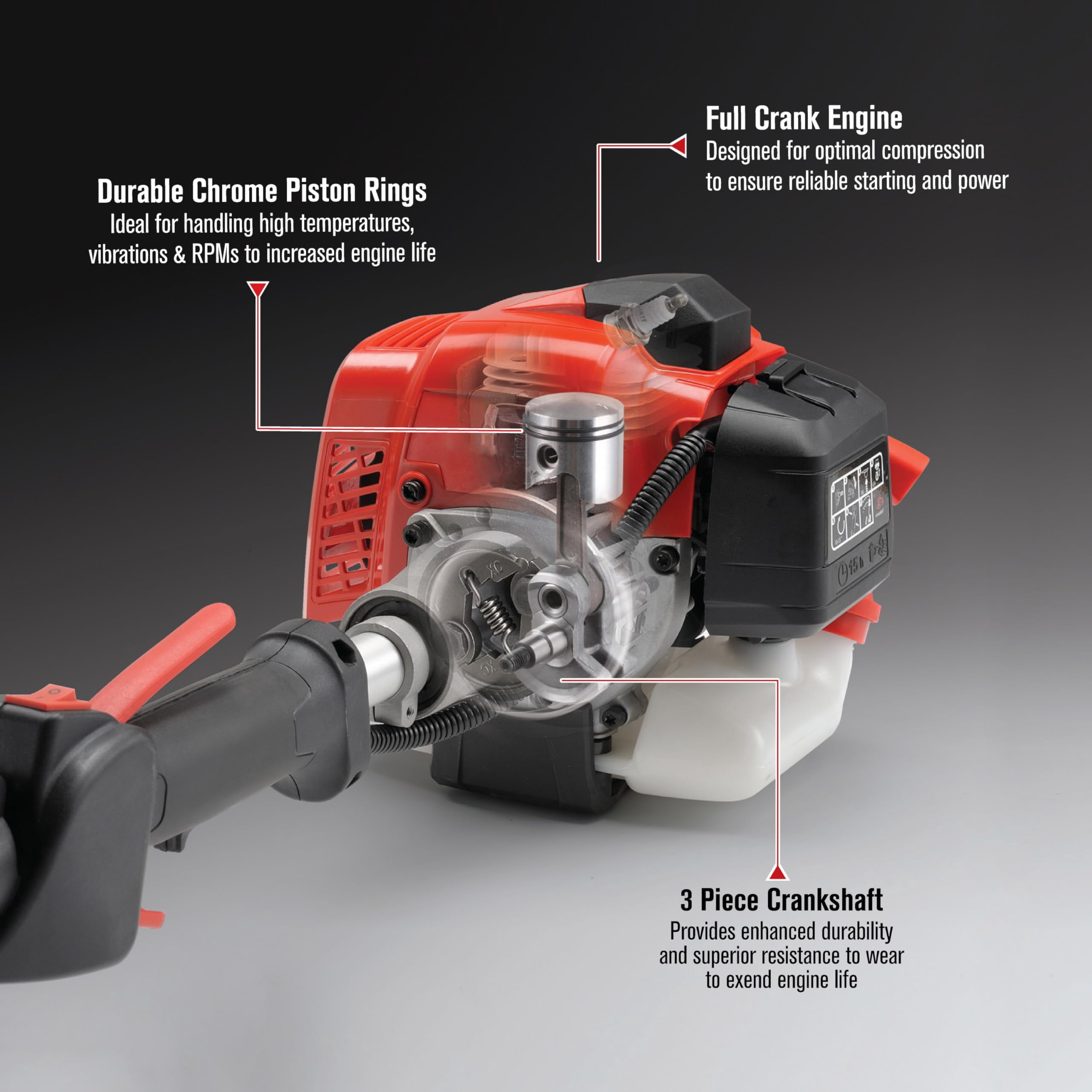 PRORUN 25.4cc Gas-Powered 2-Cycle Curved Shaft String Trimmer (Red, 15 in) cwahh