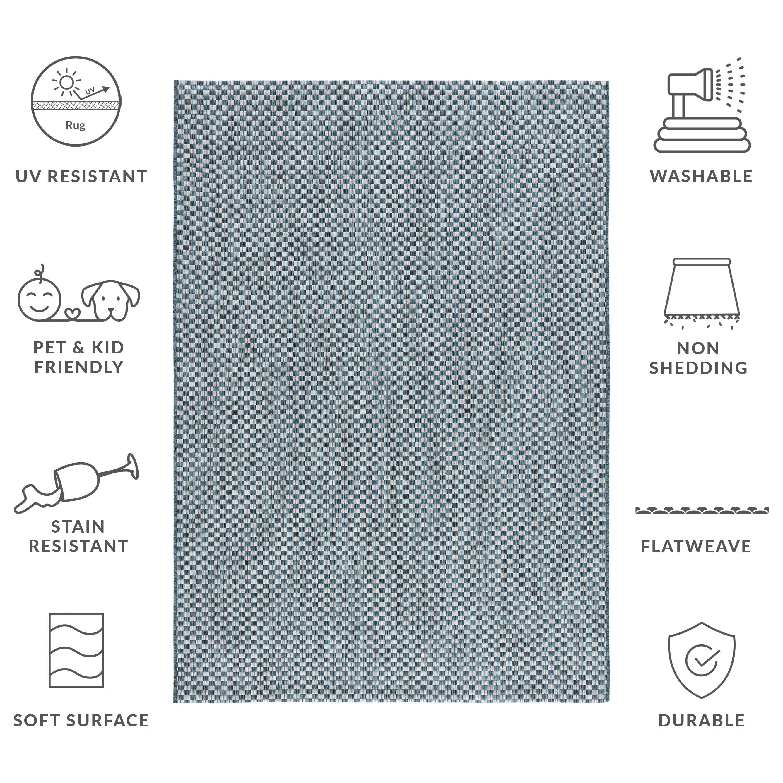 Safavieh Courtyard Blair Checkered Indoor/Outdoor Area Rug (Turquoise/Light Grey, 2 ft x 3.58 ft) d9t69